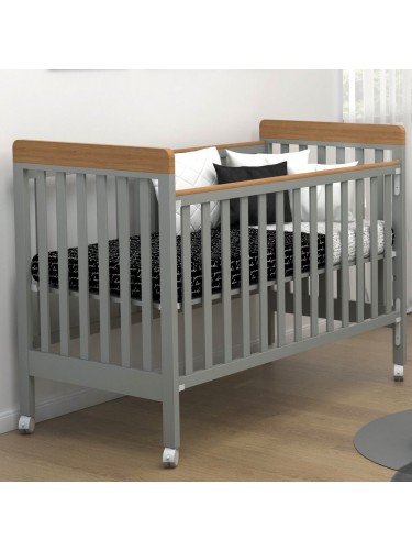 מיטת תינוק ארבל אפור שילוב טבעי