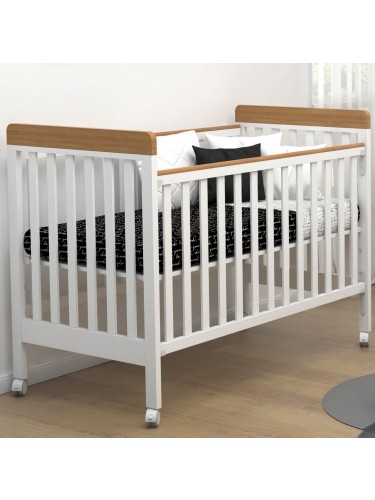 מיטת תינוק ארבל לבן שילוב טבעי