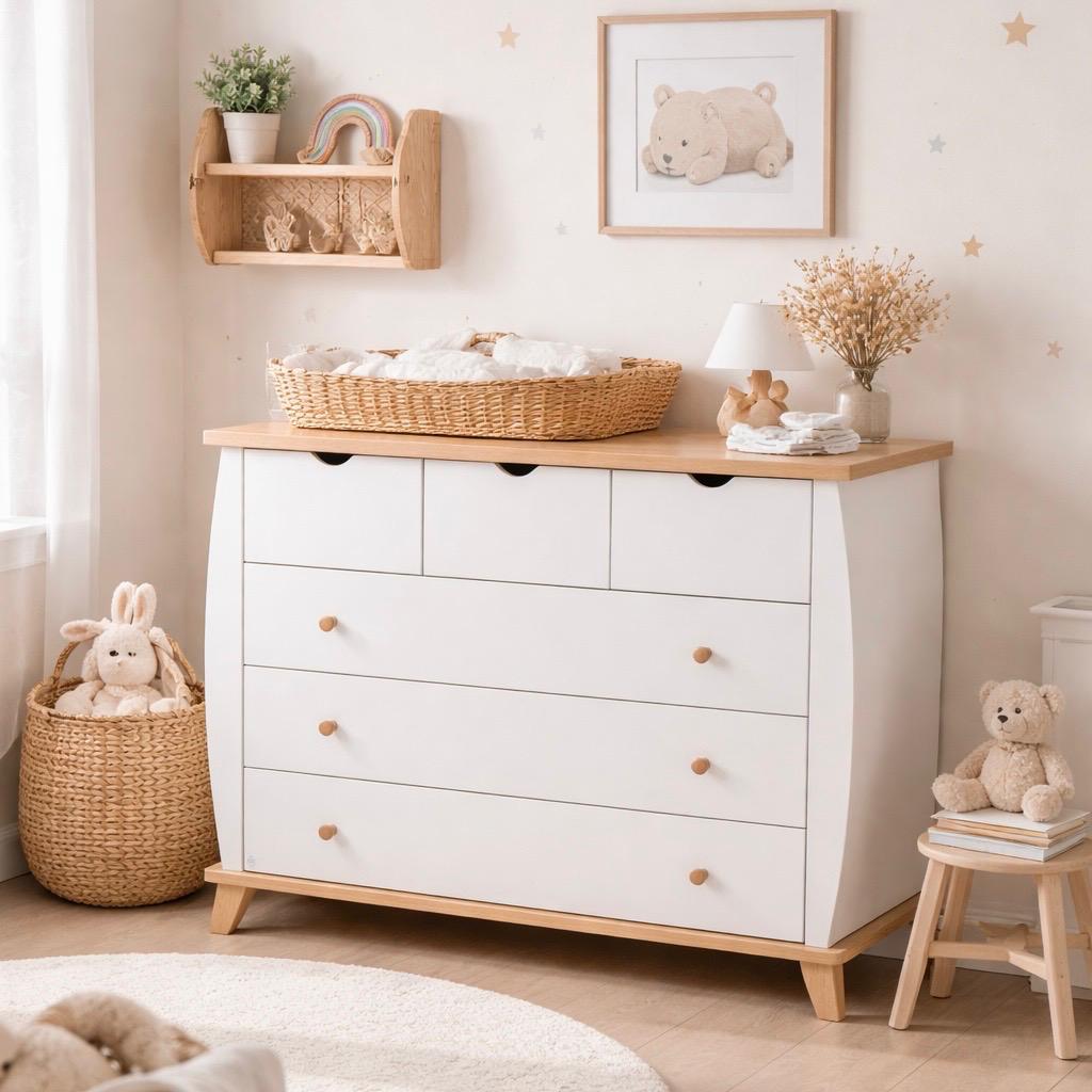 שידה אדל לבן טבעי- מסילות לאגר- שידה מורכבת במחסני החברה