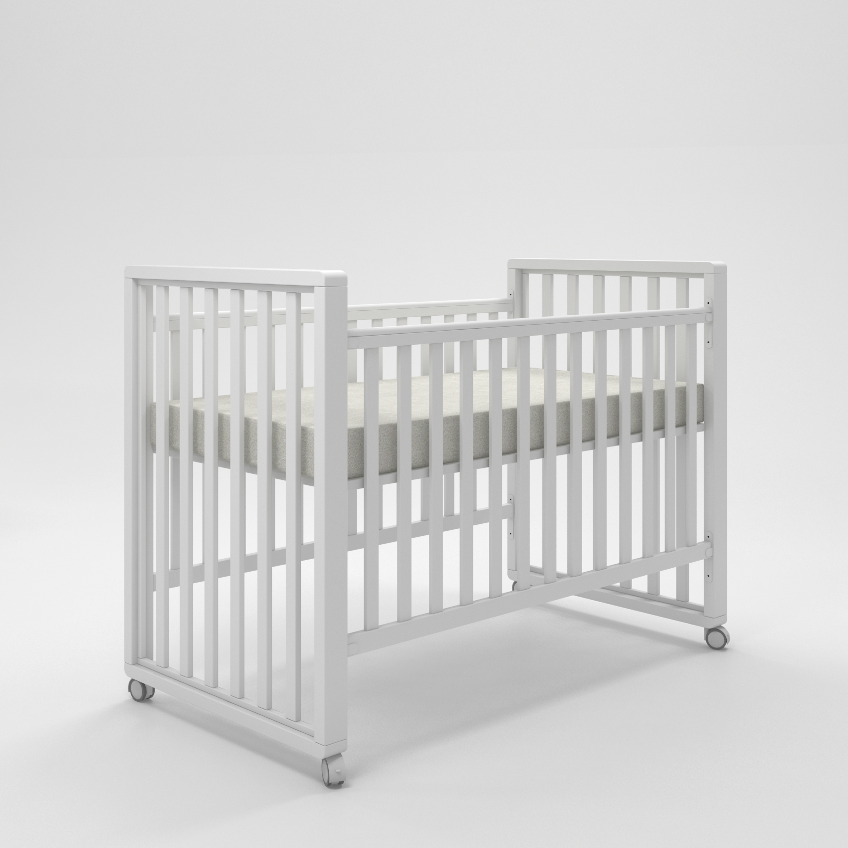 מיטה תינוק 5010 גלגלים לבן- כולל מזרן שעוונית