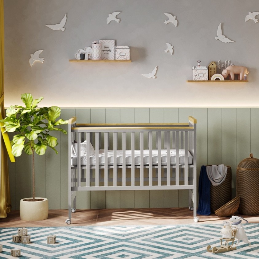 מיטה לתינוק ארבל אפור טבעי