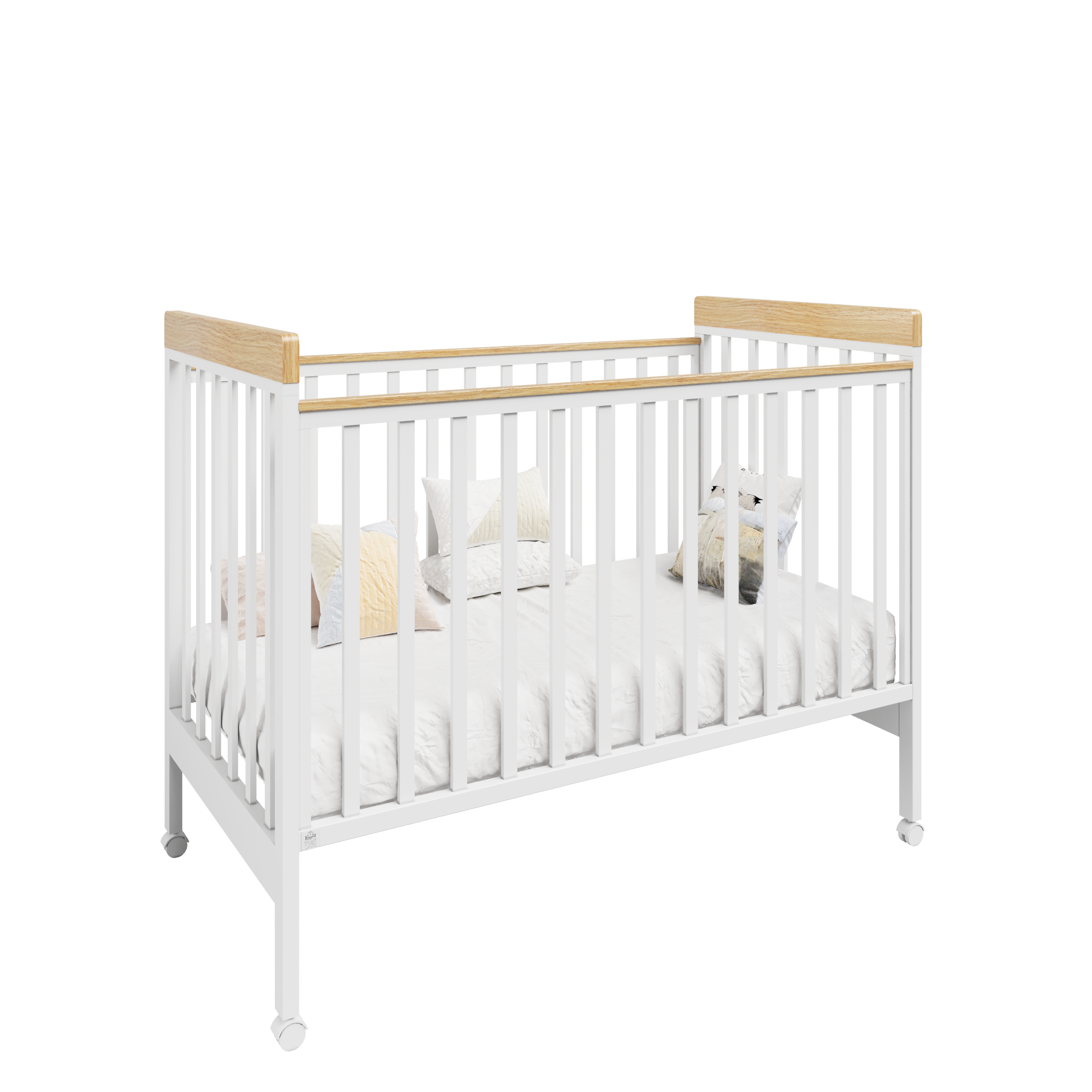 מיטה לתינוק טד לבן טבעי- כולל מעקה מעבר