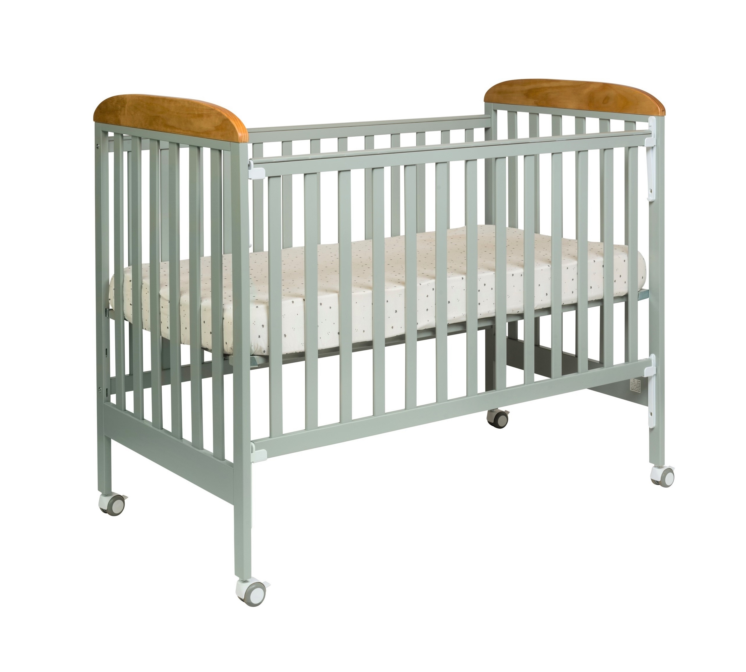 מבצע!! מיטה לתינוק אנה אפור טבעי + מזרן שעוונית תואם למיטה