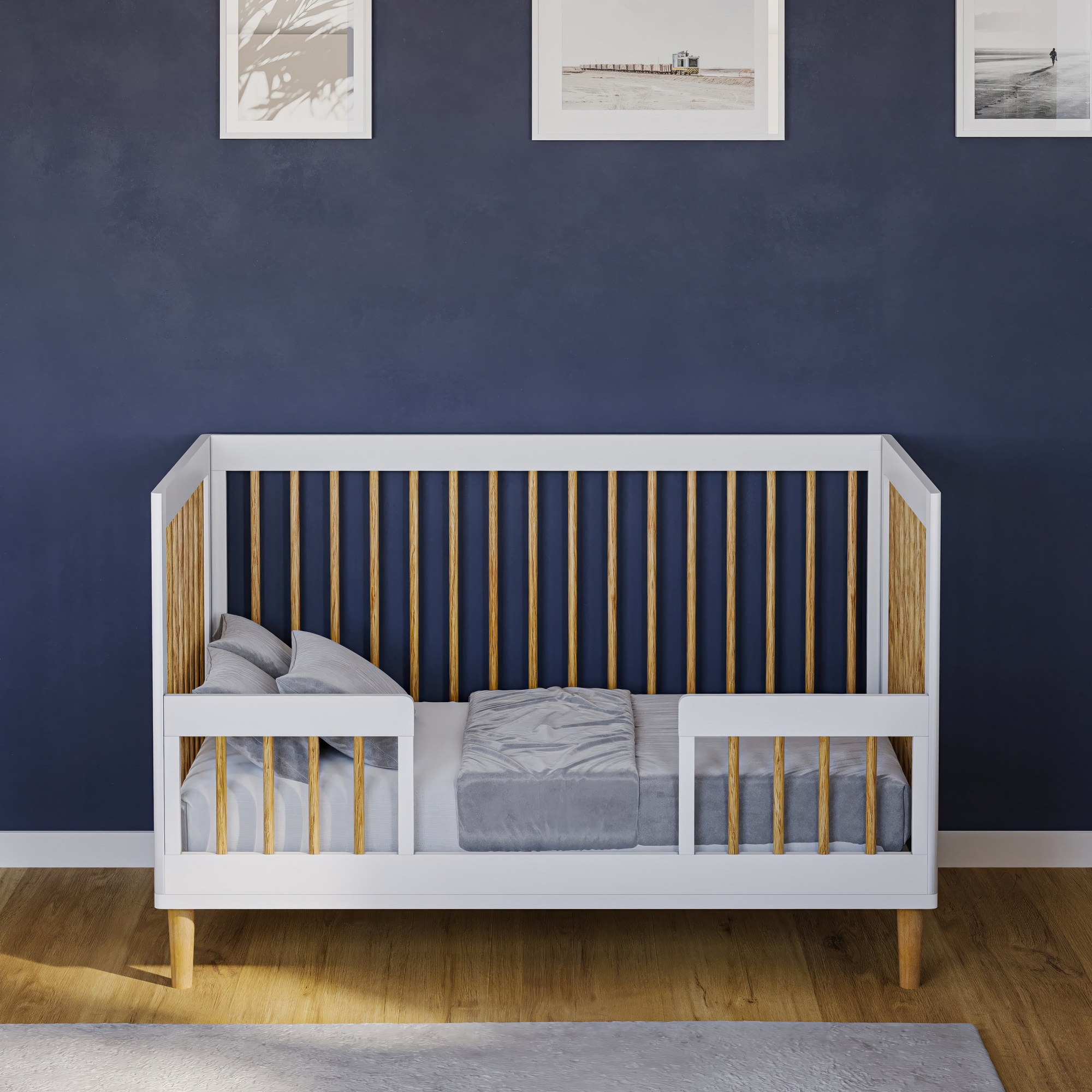 מיטת תינוק ומעבר בוהו לבן