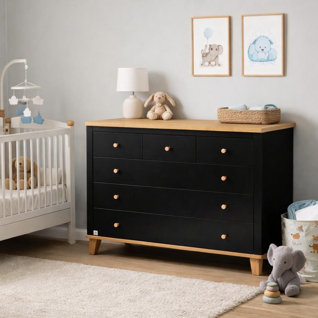 שידה גלעד - שחור טבעי- מסילות לאגר