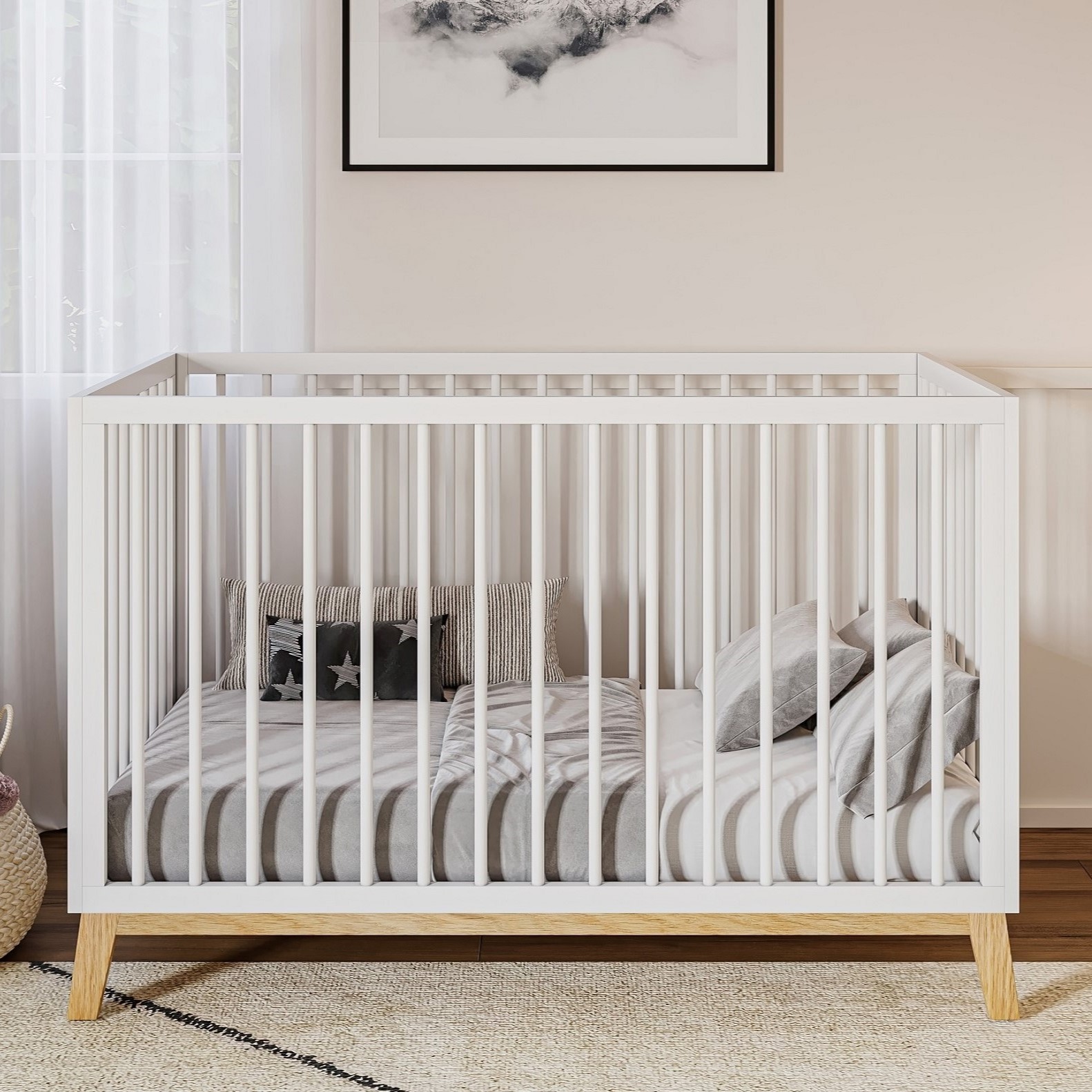 מיטת תינוק וויני לבן טבעי