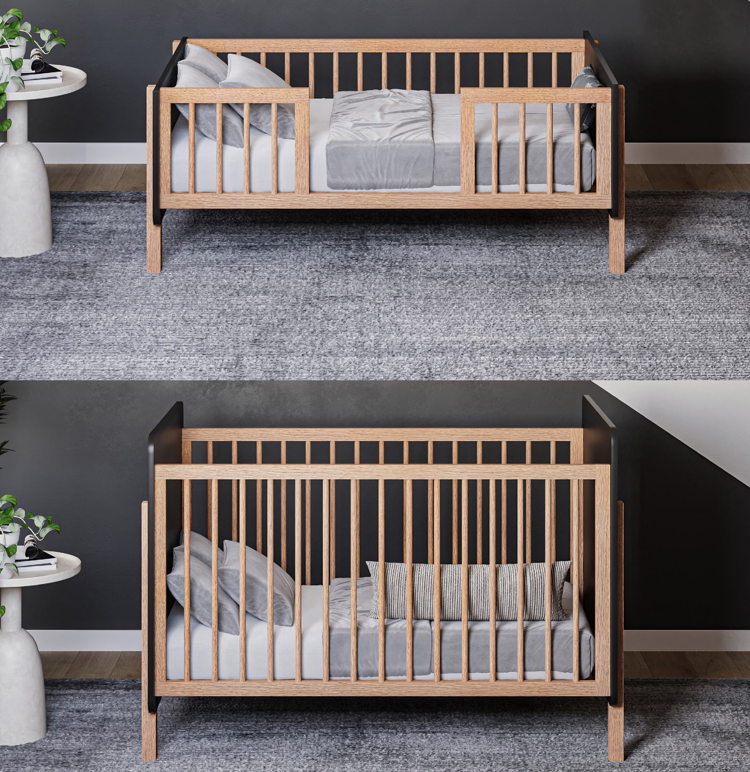 מיטת תינוק 2 ב 1- וינה לבן טבעי- BACK IN STOCK