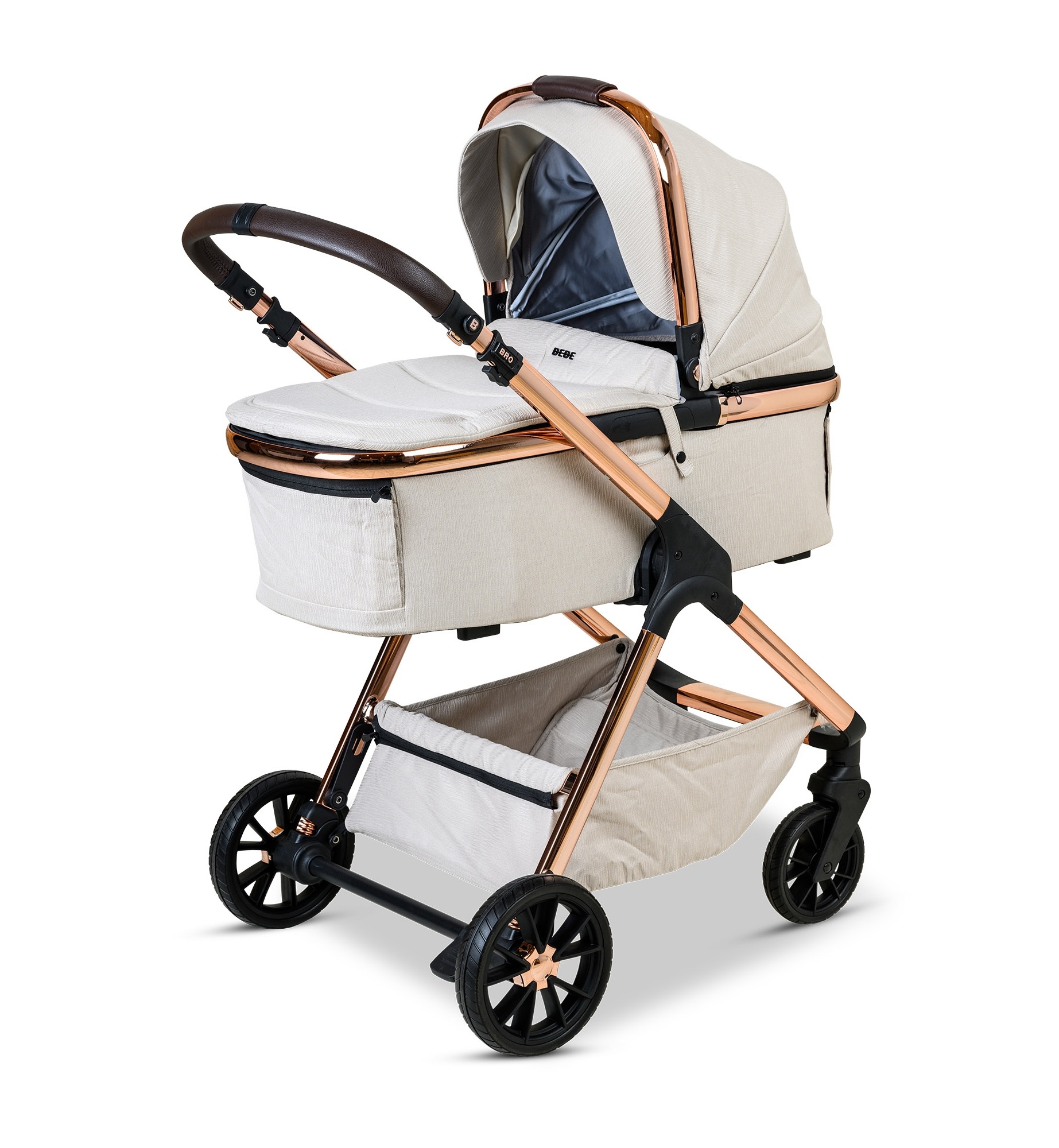 BÉBÉ - BRO Black Rose Gold Combination Baby Stroller עגלת תינוק משולבת BÉBÉ - BRO שחור רוז גולד