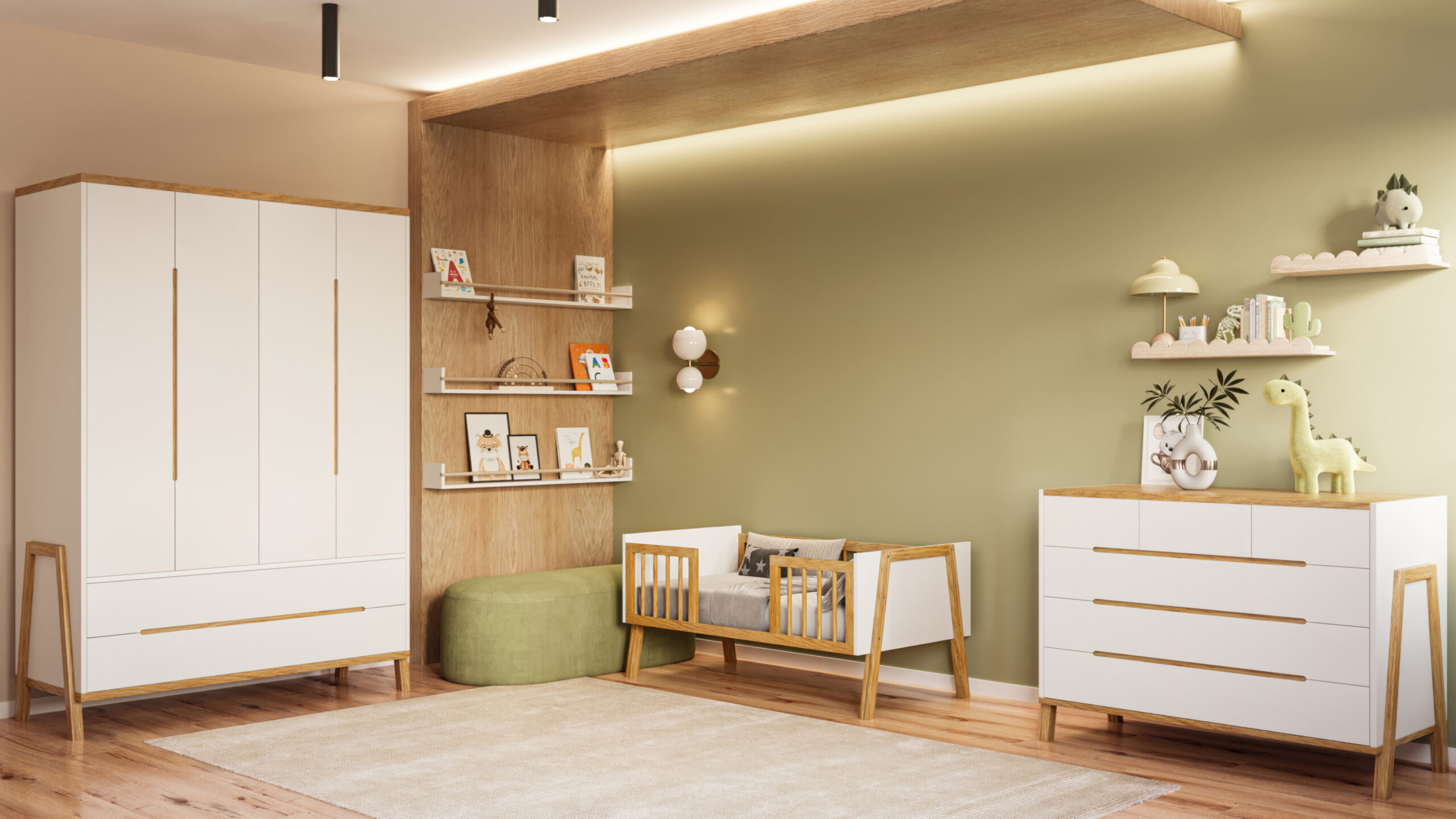 חדר שינה לתינוק רומא- טריקה שקטה כולל מיטת מעבר