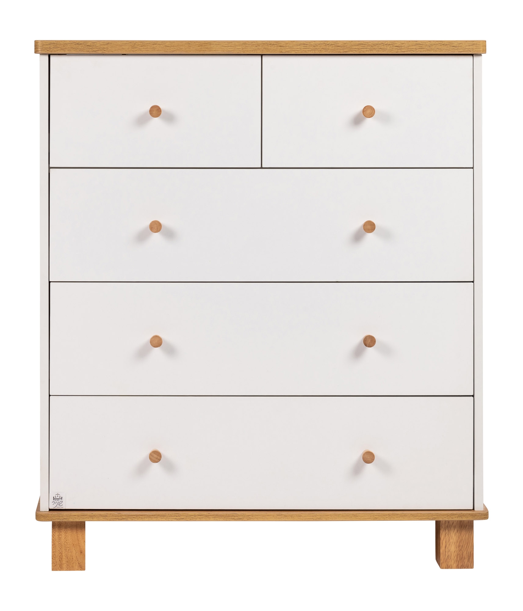 שידה דגם זיו לבן שילוב עץ טבעי