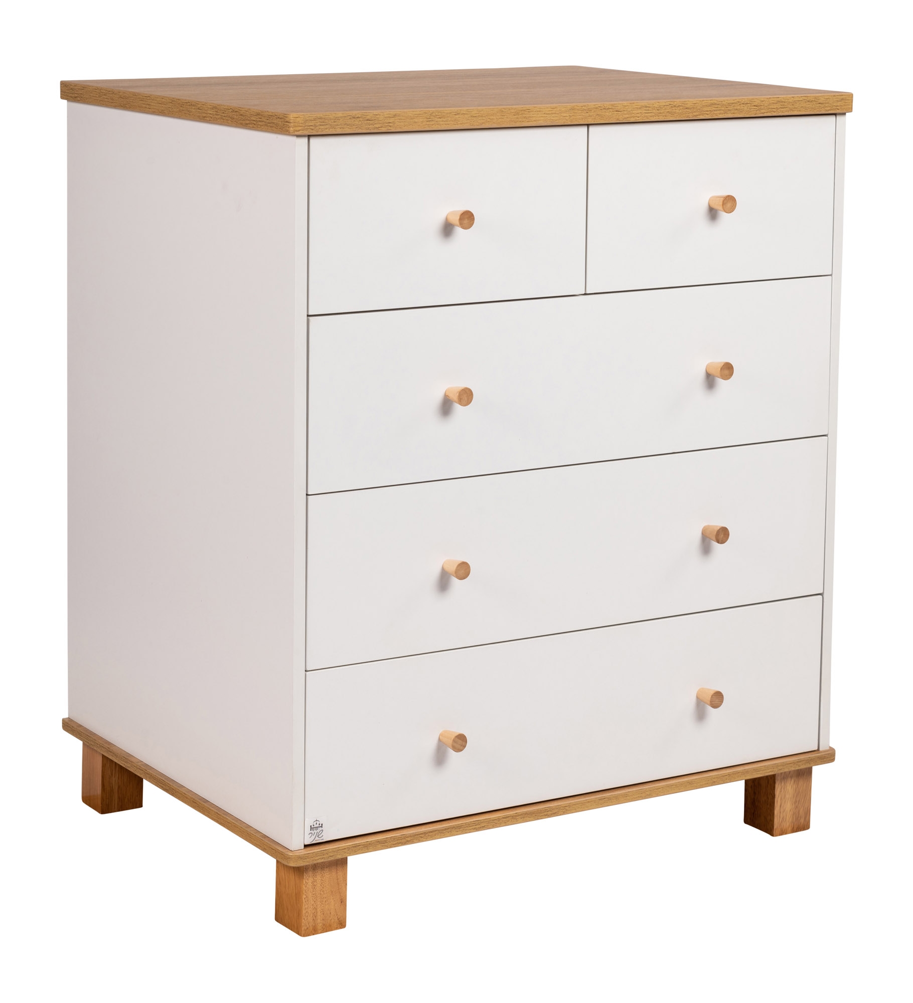 שידה דגם זיו לבן שילוב עץ טבעי