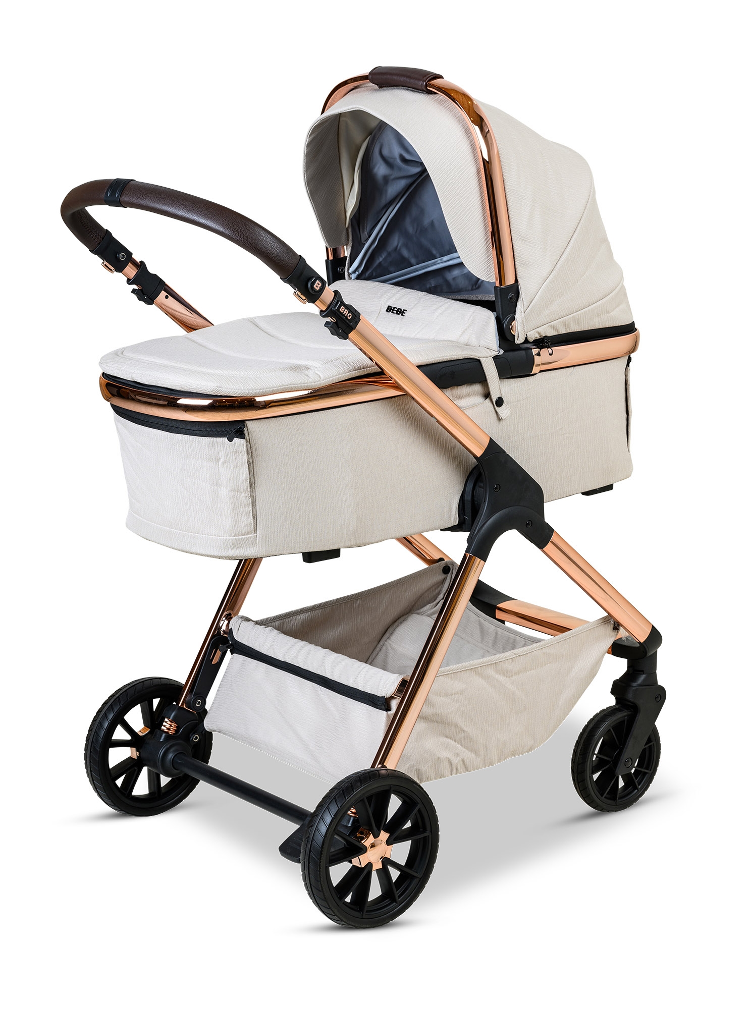 עגלת תינוק משולבת BÉBÉ - BRO שחור רוז גולד עגלת תינוק משולבת BÉBÉ - BRO שחור רוז גולד
