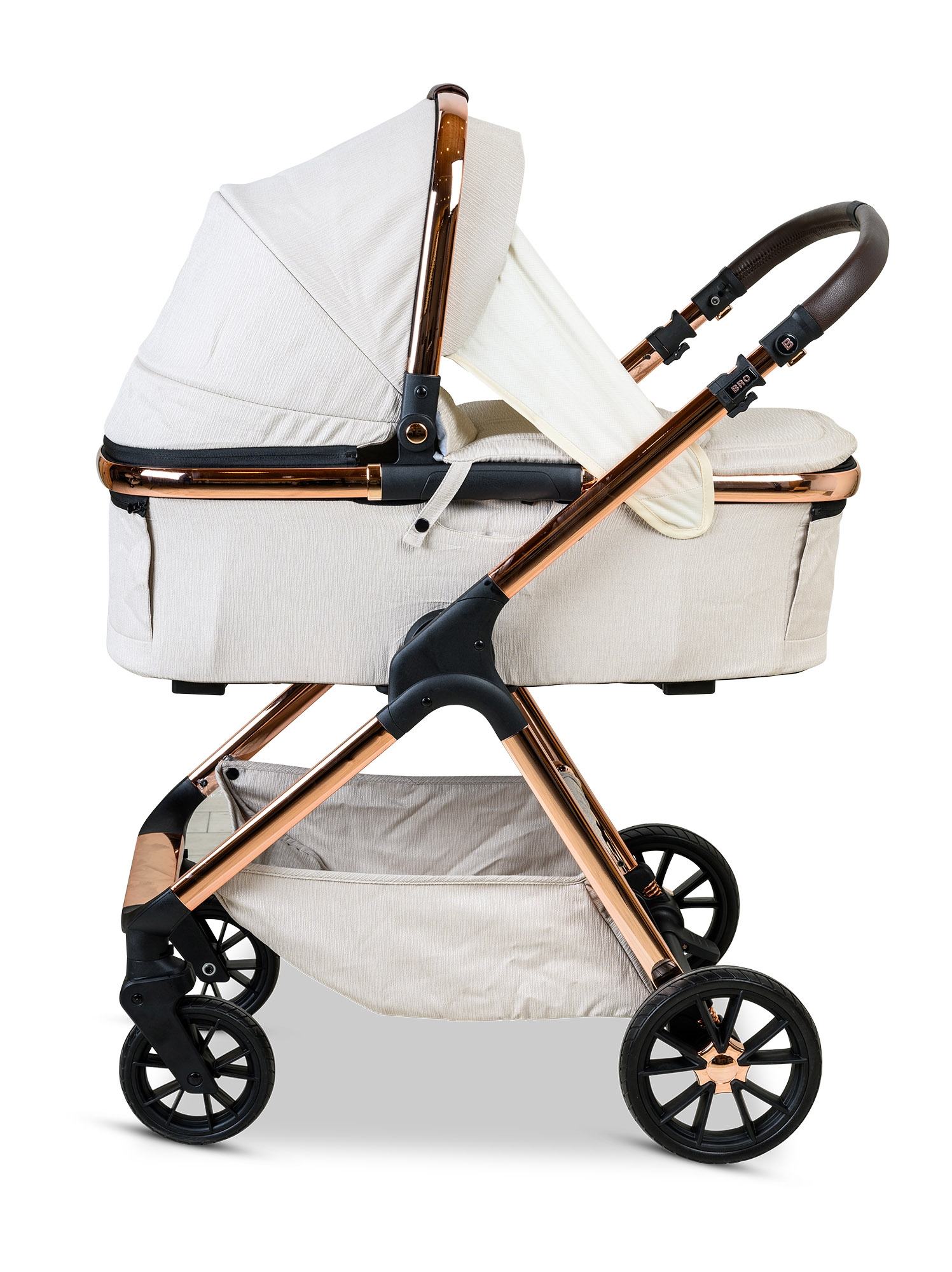 BÉBÉ - BRO Black Rose Gold Combination Baby Stroller עגלת תינוק משולבת BÉBÉ - BRO שחור רוז גולד