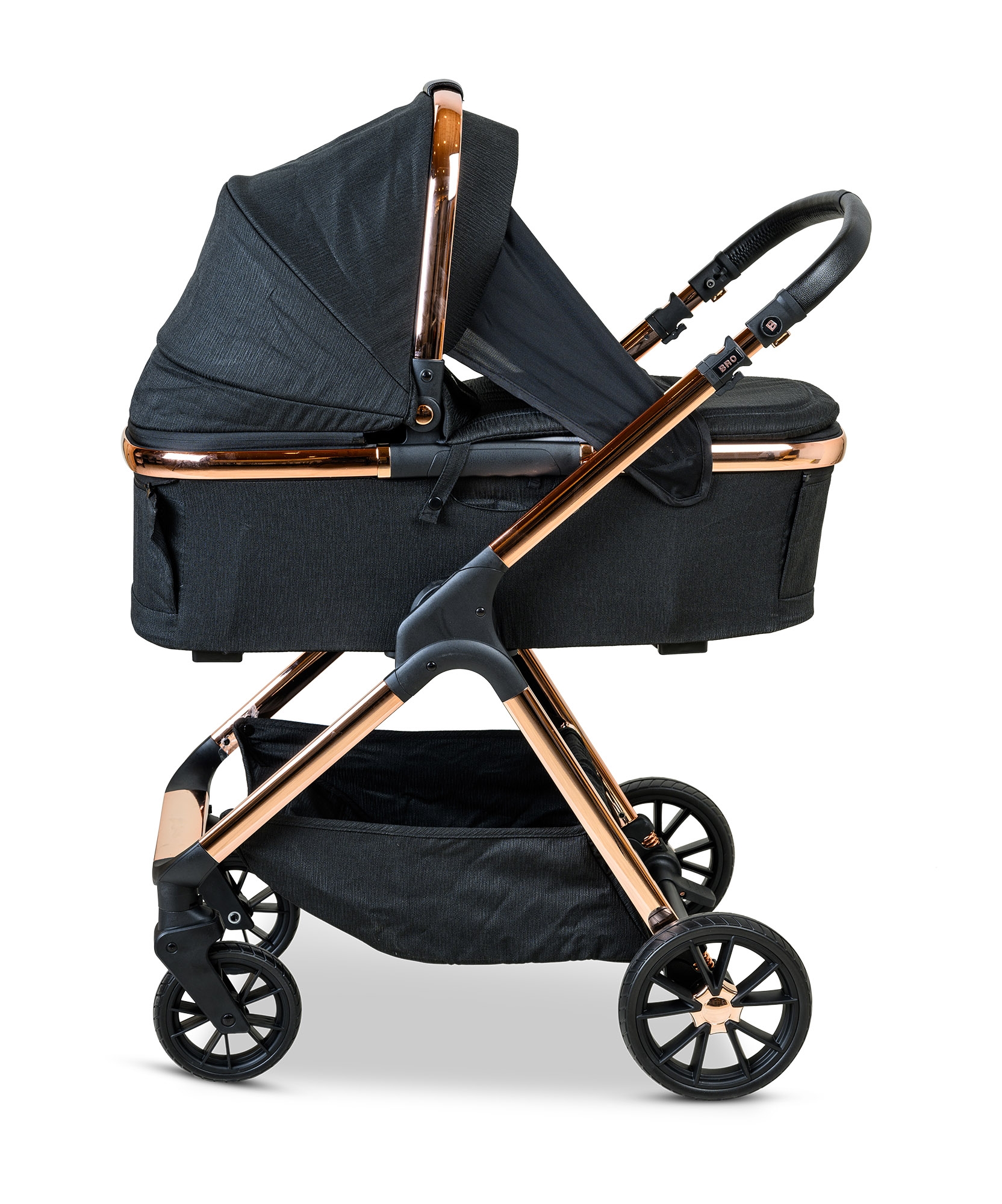 BÉBÉ - BRO Black Rose Gold Combination Baby Stroller עגלת תינוק משולבת BÉBÉ - BRO שחור רוז גולד
