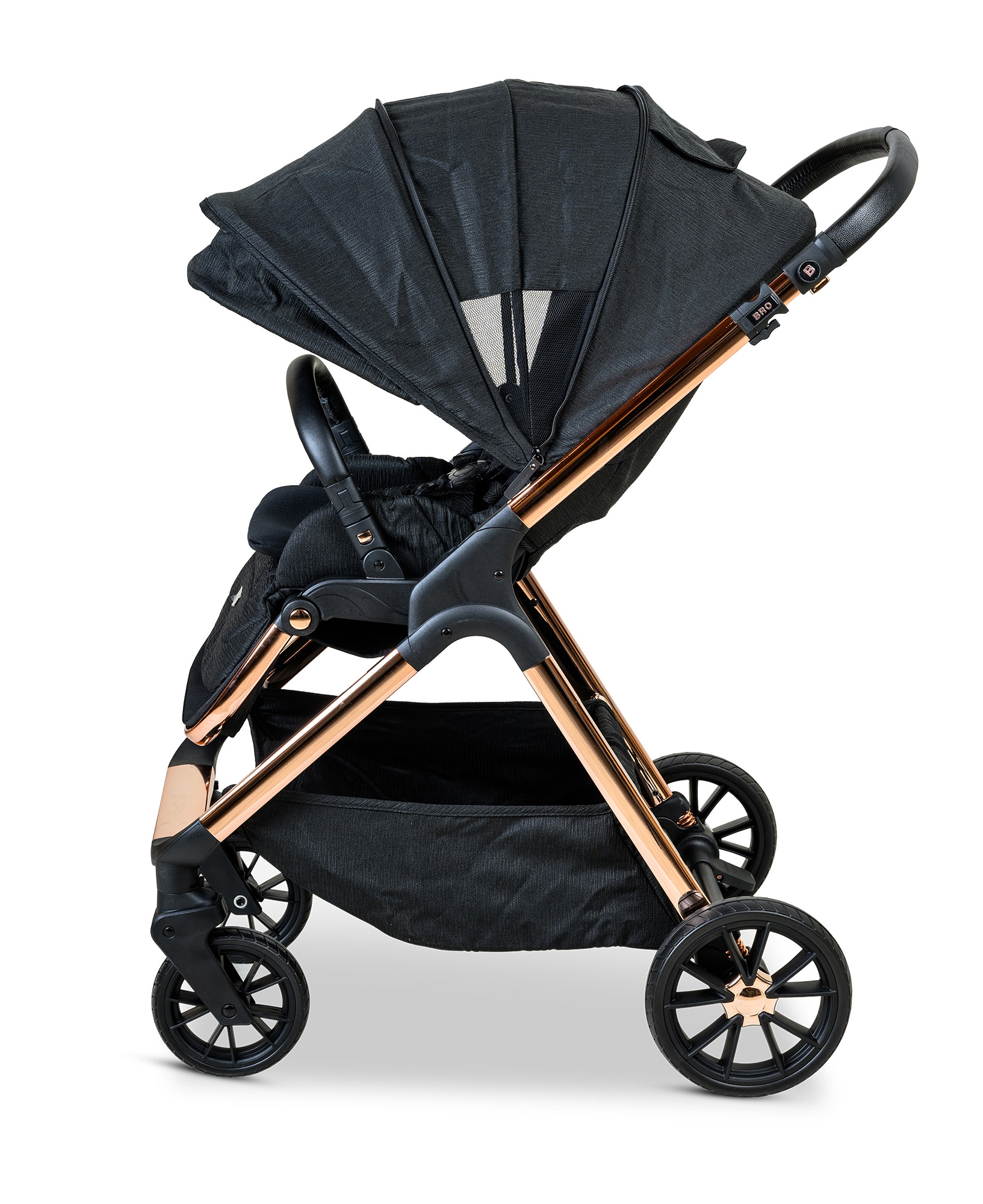 BÉBÉ - BRO Black Rose Gold Combination Baby Stroller עגלת תינוק משולבת BÉBÉ - BRO שחור רוז גולד