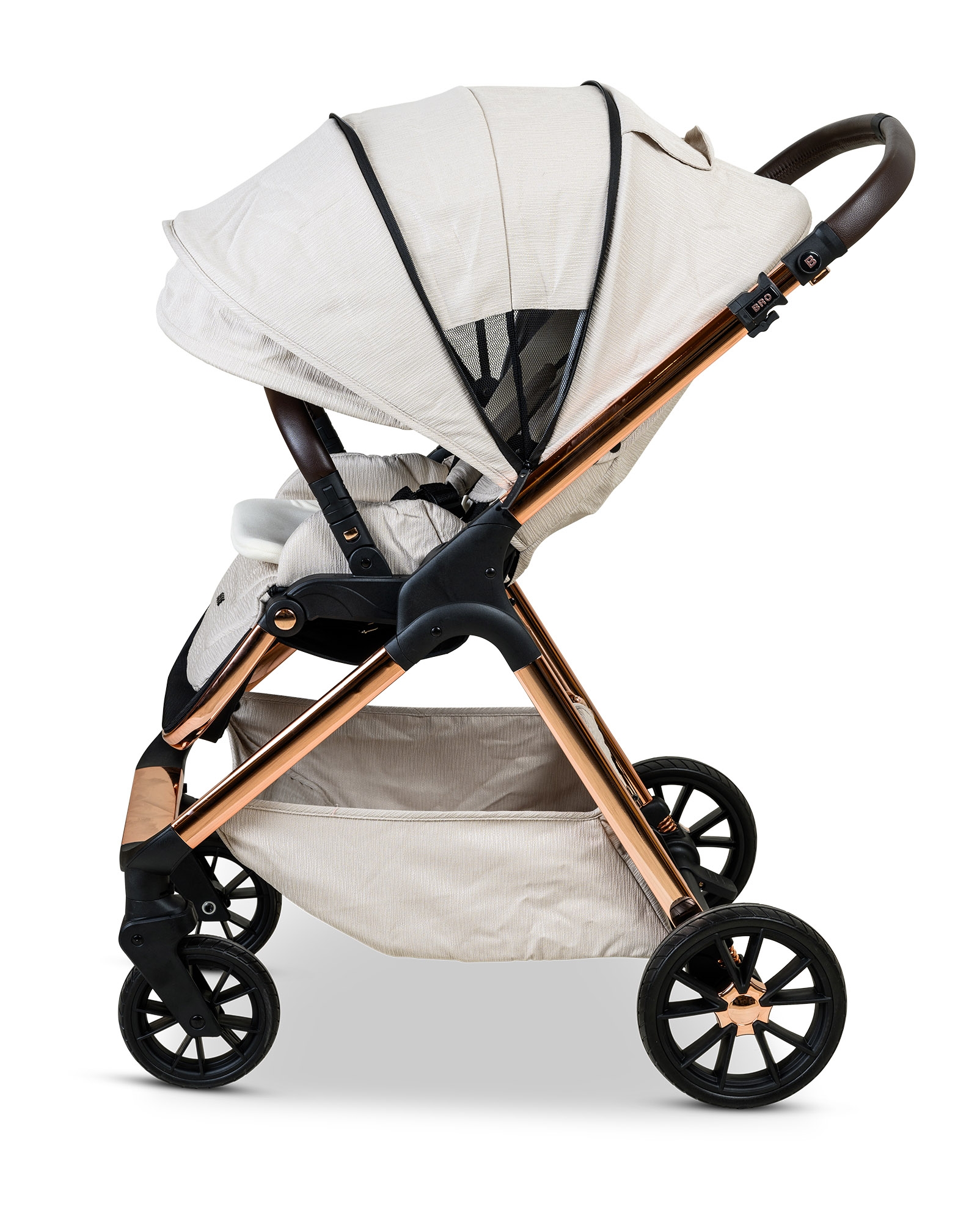 BÉBÉ - BRO Black Rose Gold Combination Baby Stroller עגלת תינוק משולבת BÉBÉ - BRO שחור רוז גולד