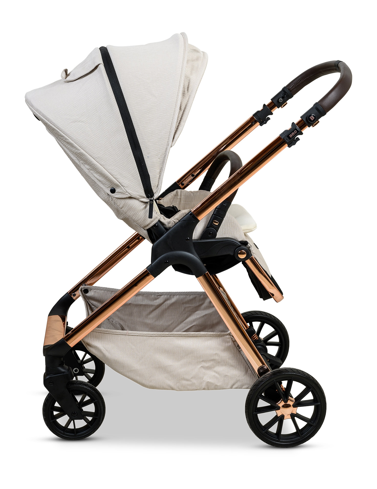 BÉBÉ - BRO Black Rose Gold Combination Baby Stroller עגלת תינוק משולבת BÉBÉ - BRO שחור רוז גולד