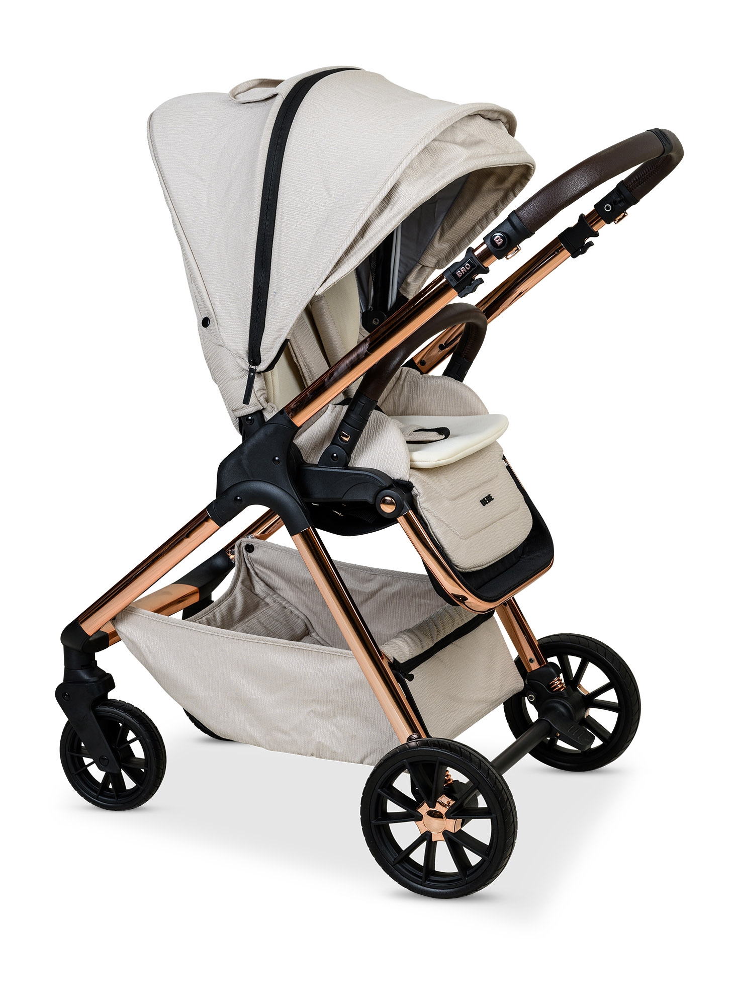 BÉBÉ - BRO Black Rose Gold Combination Baby Stroller עגלת תינוק משולבת BÉBÉ - BRO שחור רוז גולד