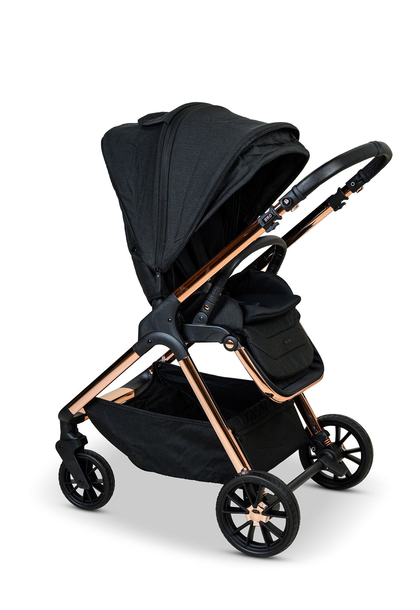 BÉBÉ - BRO Black Rose Gold Combination Baby Stroller עגלת תינוק משולבת BÉBÉ - BRO שחור רוז גולד