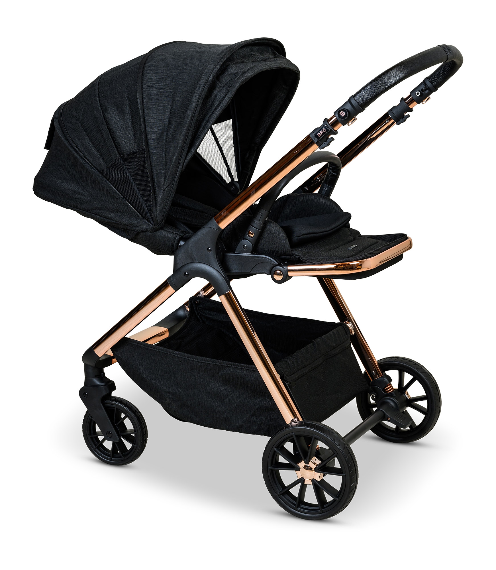 BÉBÉ - BRO Black Rose Gold Combination Baby Stroller עגלת תינוק משולבת BÉBÉ - BRO שחור רוז גולד