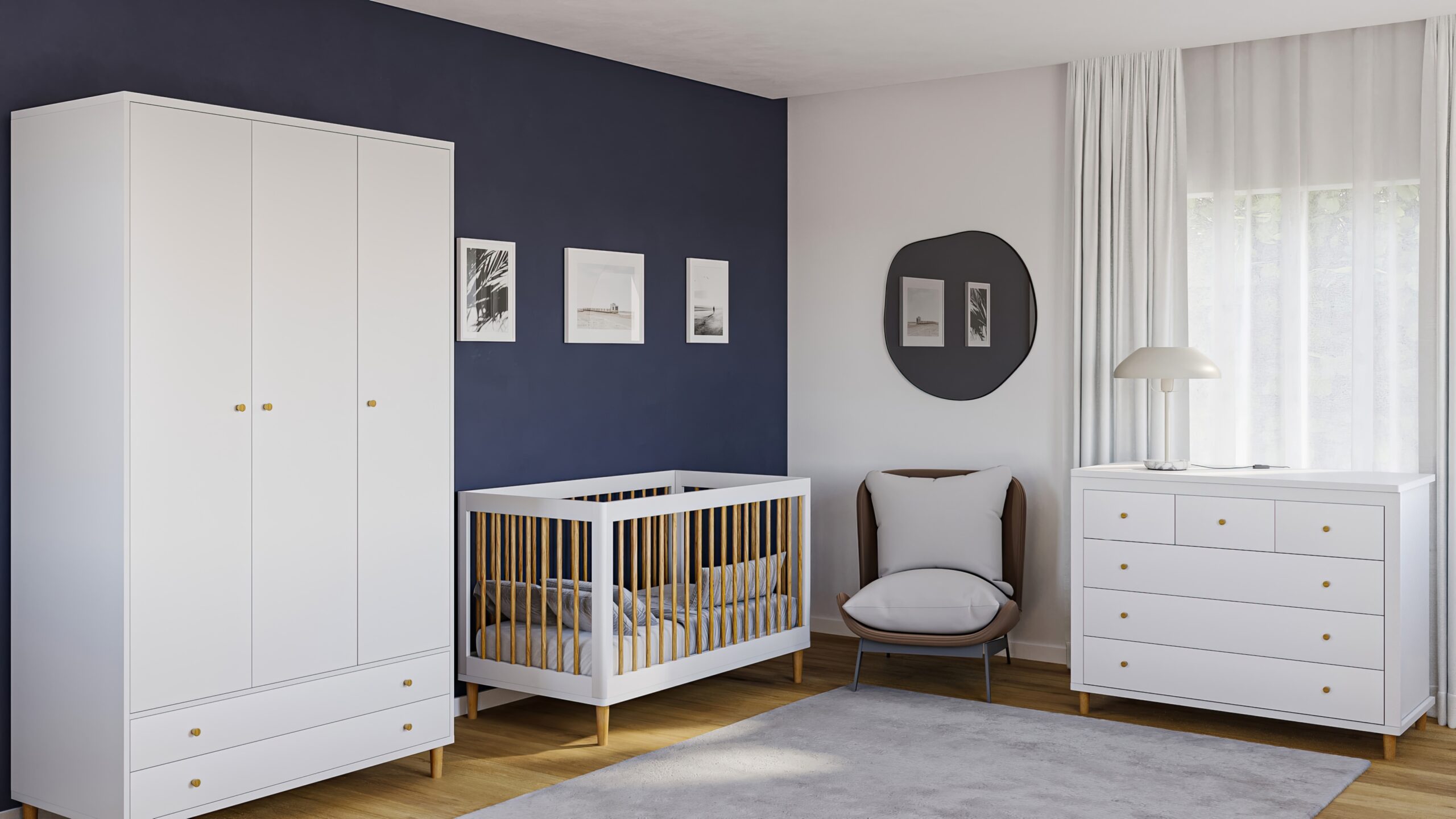 מיטת תינוק ומעבר בוהו לבן