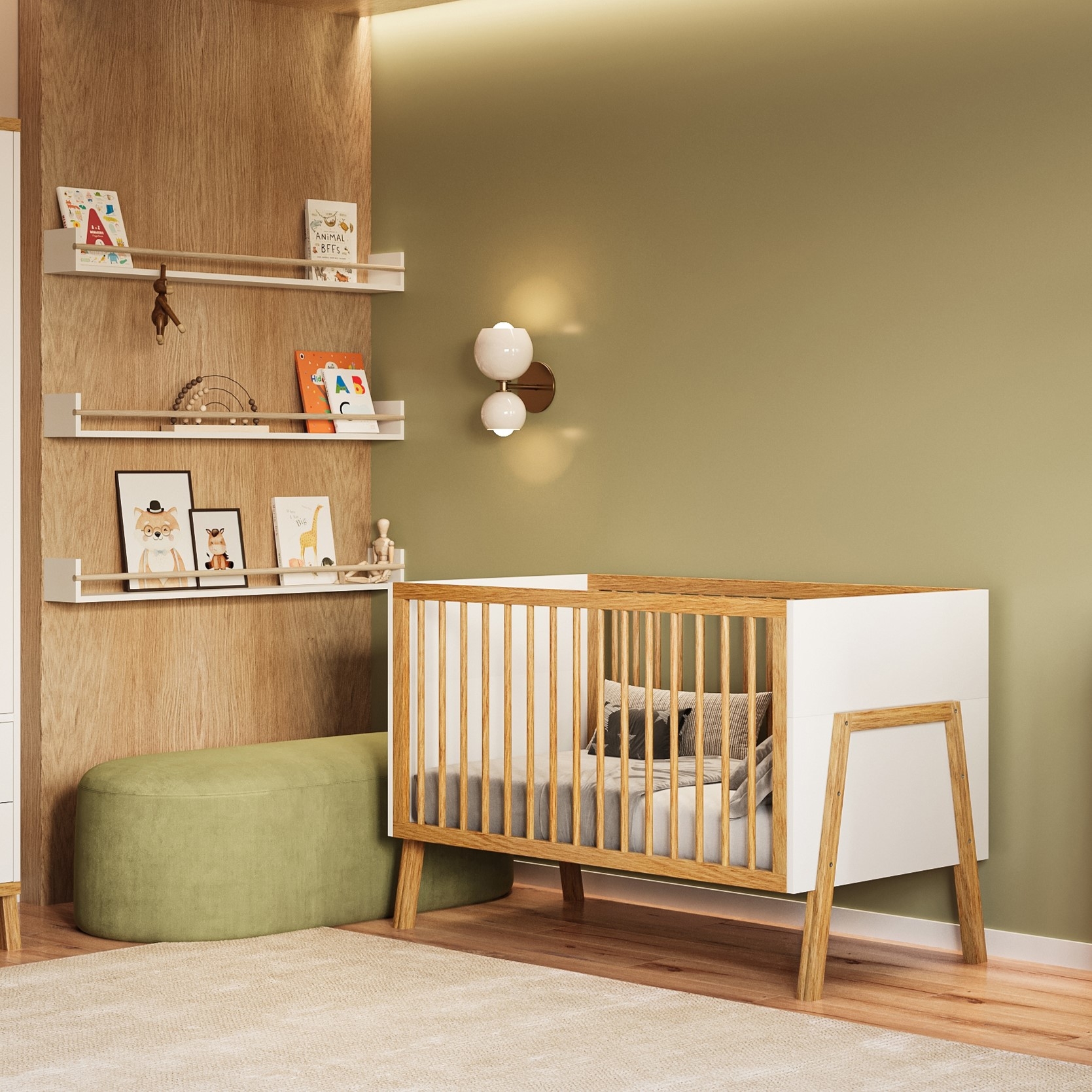 מיטה לתינוק 2 ב 1- קמליה לבן טבעי