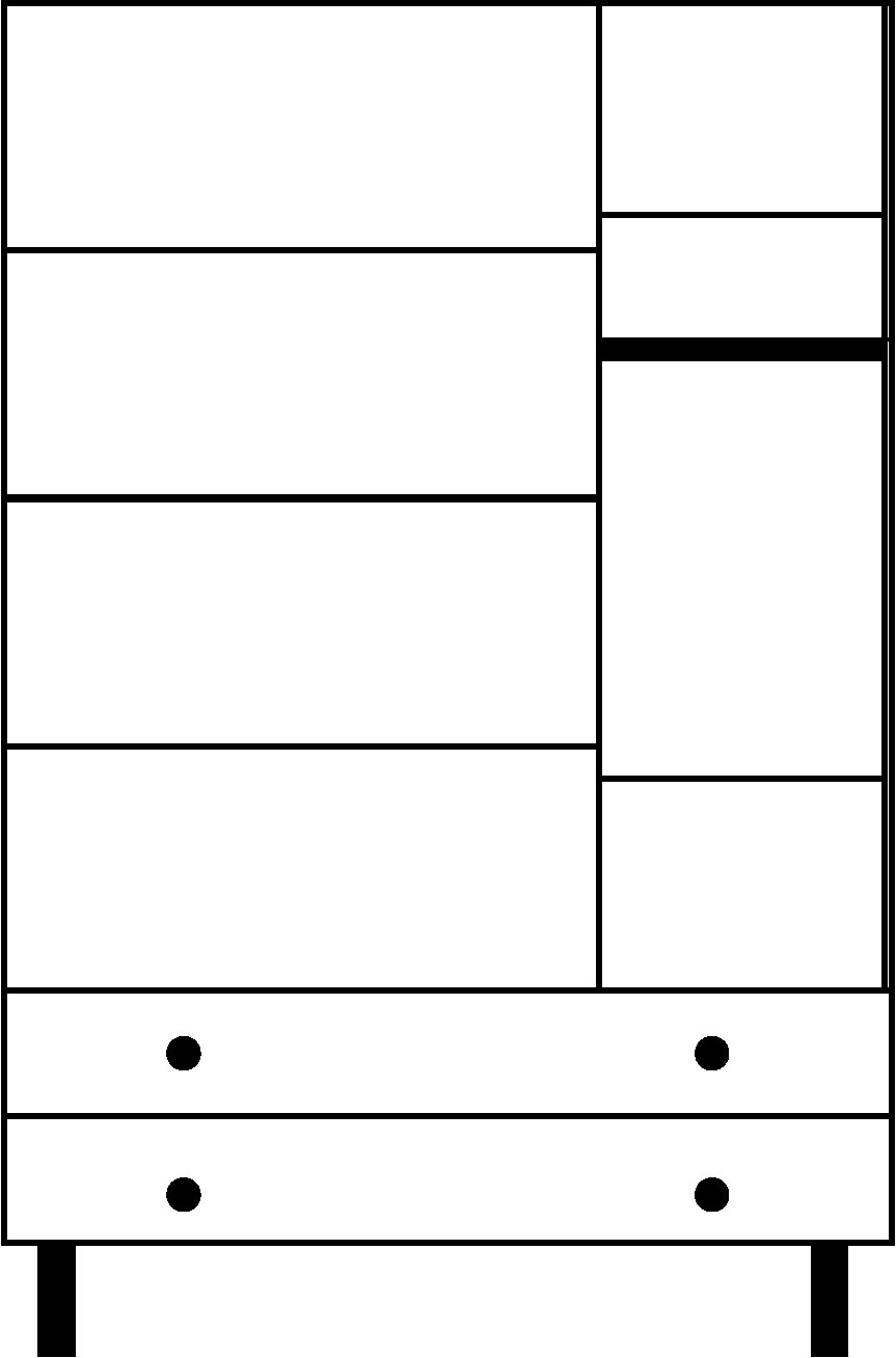 חלוקה פנימית 3 דלתות. תלייה צד ימין.