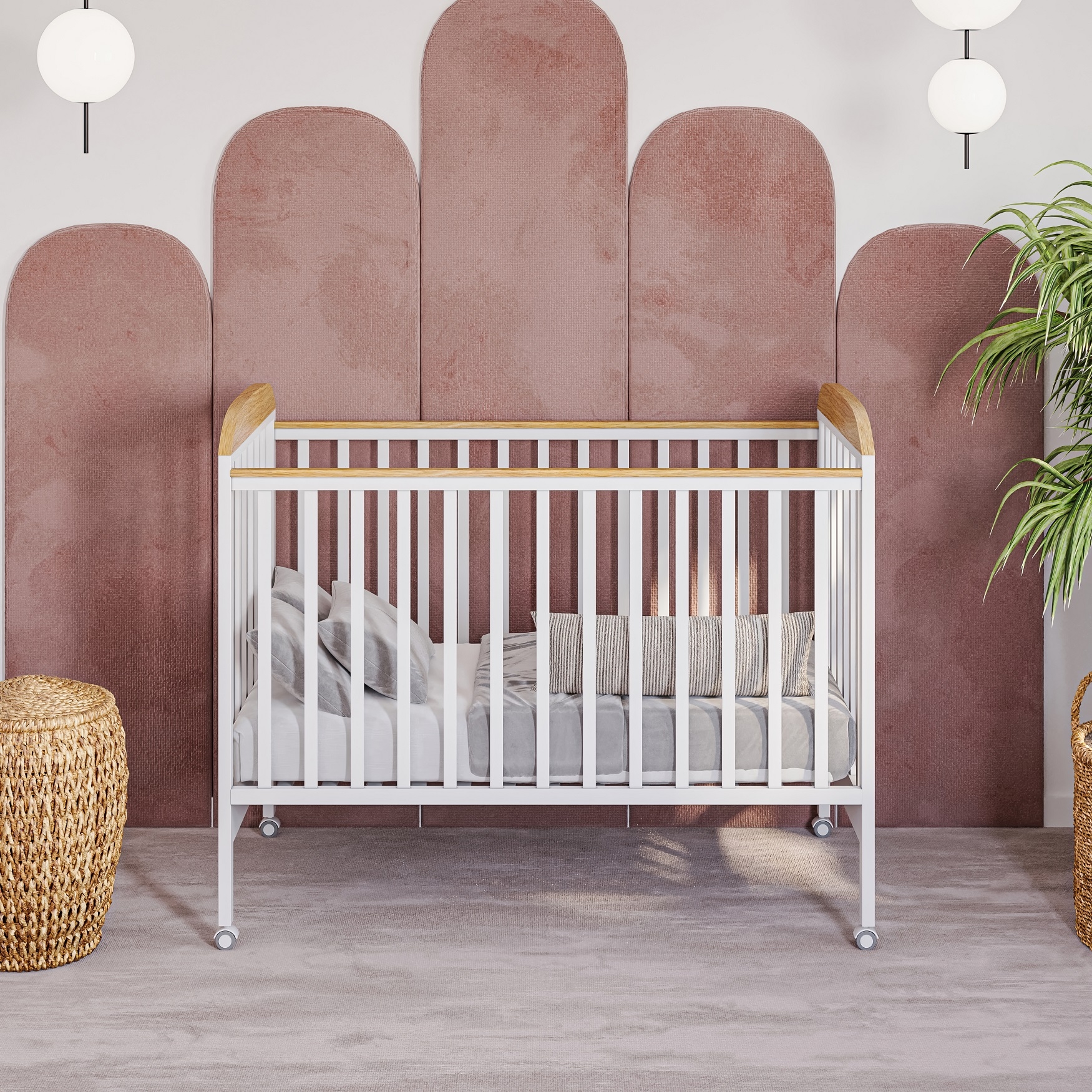 מיטה פנדה לבן טבעי- כולל מעקה מעבר ללא עלות