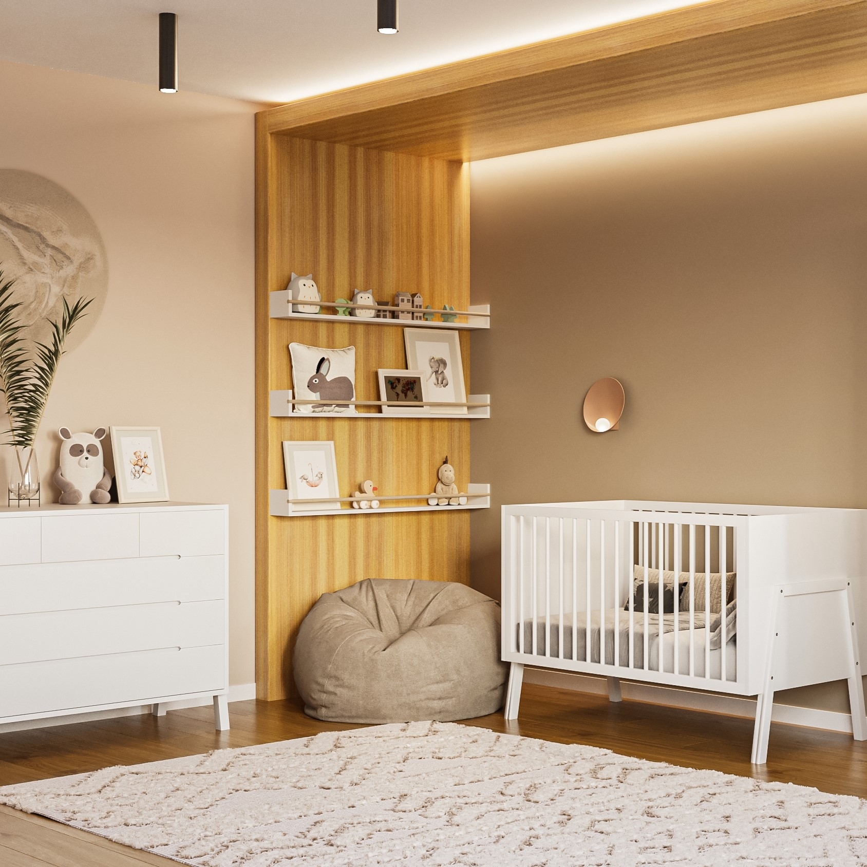 חדר שינה לתינוק רומא- טריקה שקטה כולל מיטת מעבר