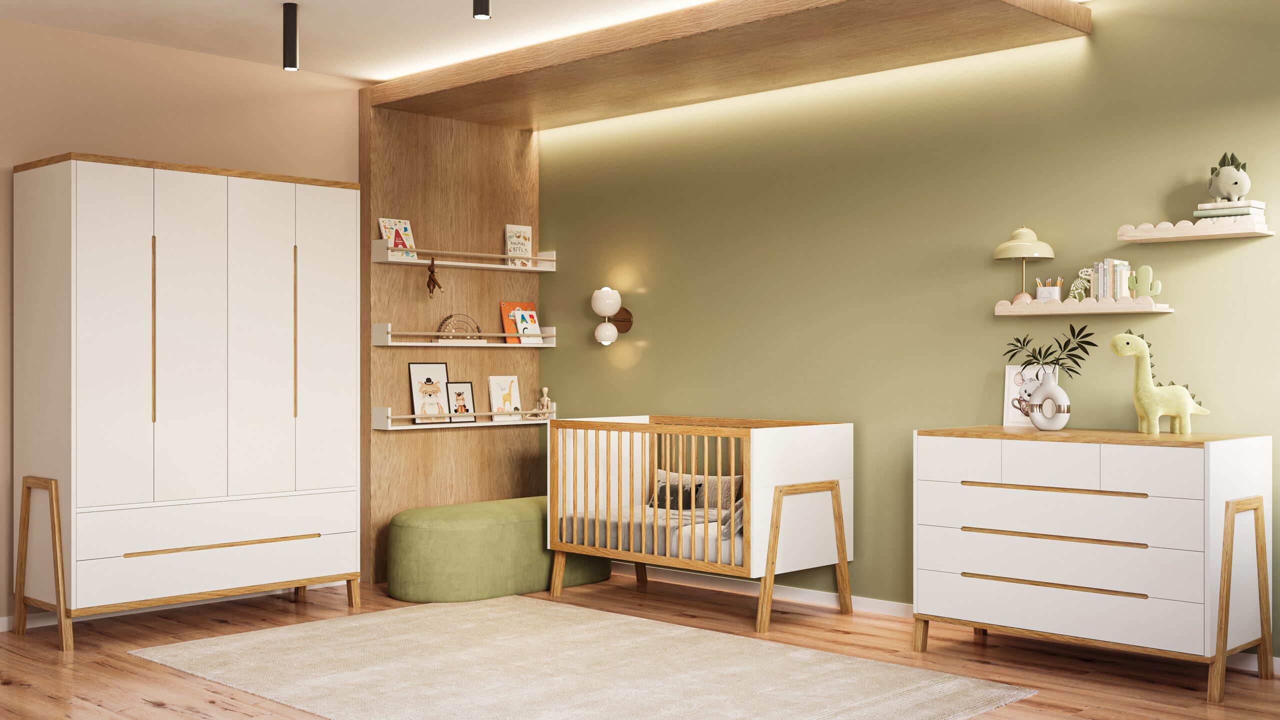 חדר שינה לתינוק רומא- טריקה שקטה כולל מיטת מעבר