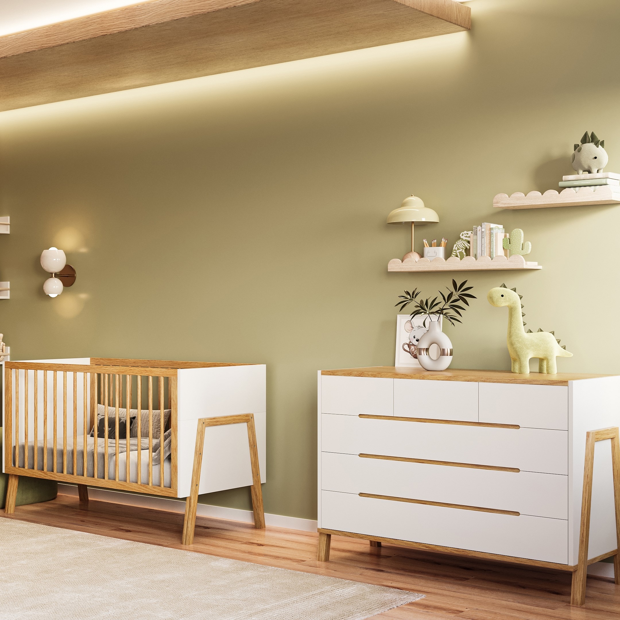 חדר שינה לתינוק רומא- טריקה שקטה כולל מיטת מעבר