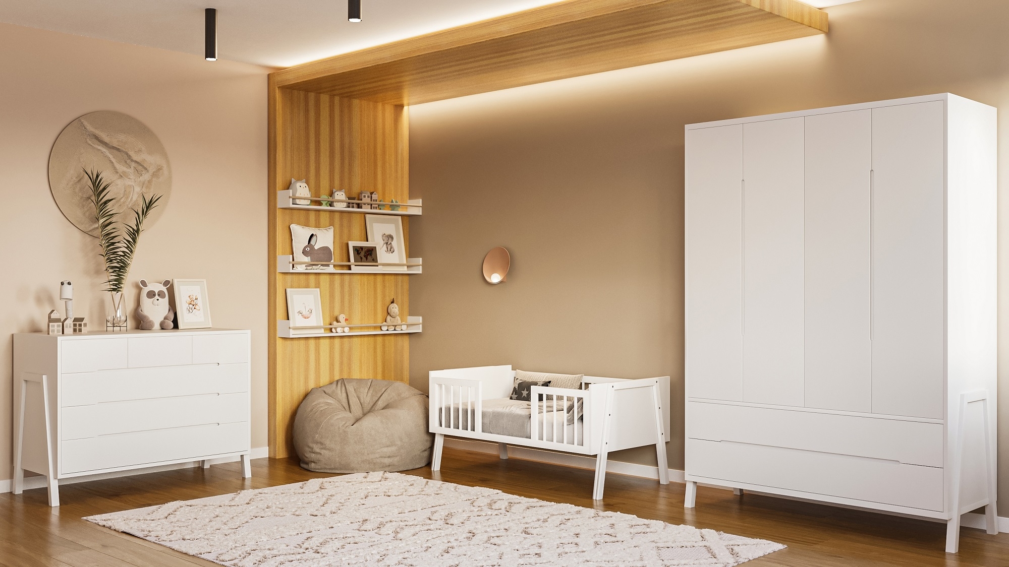 חדר שינה לתינוק רומא- טריקה שקטה כולל מיטת מעבר