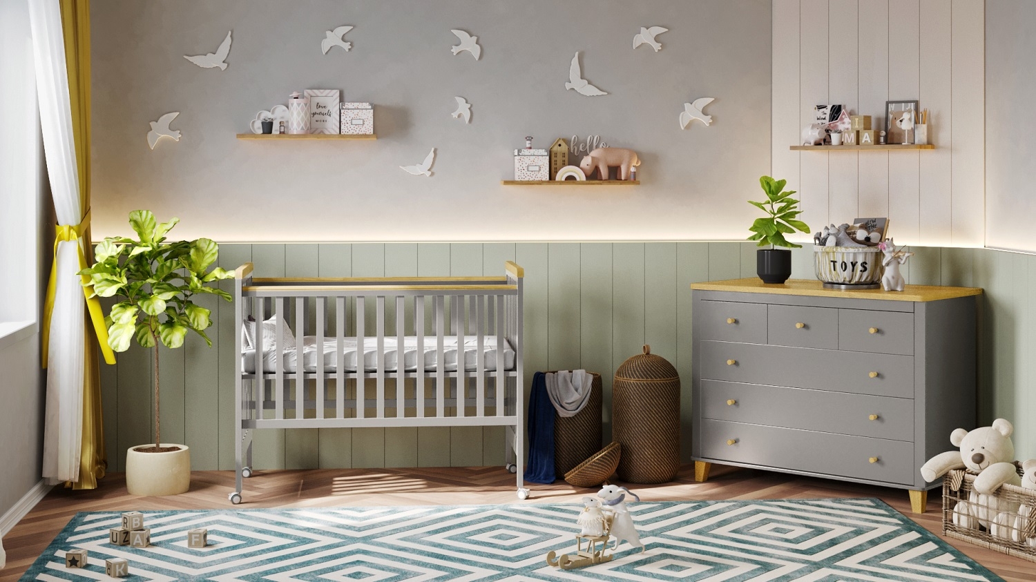 Natural gray baby room חדר לתינוק לוטם אפור טבעי