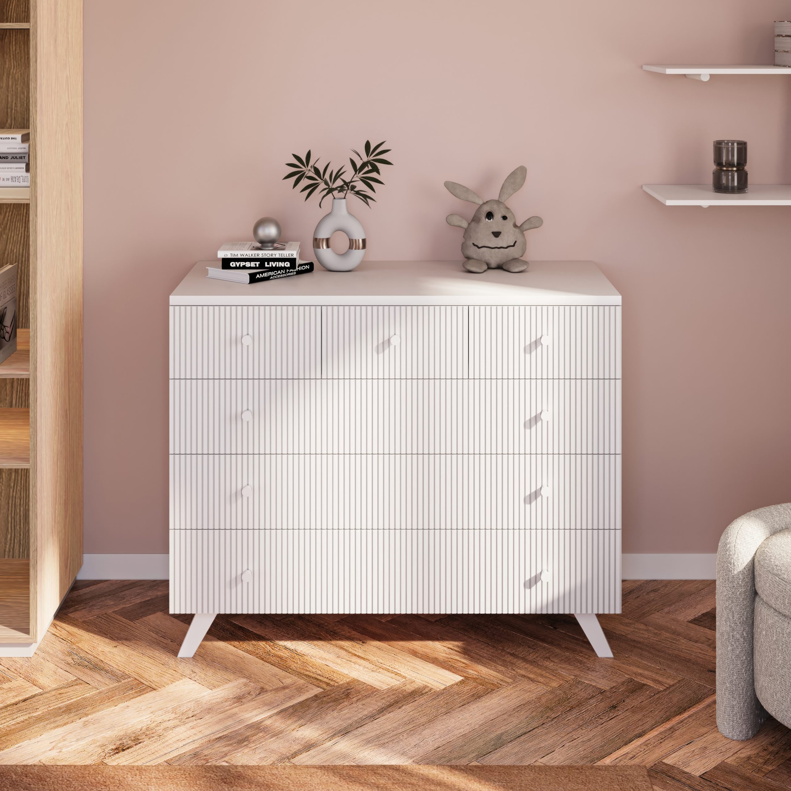 Baby bedroom Cape Town Rattan White - Soft Close - Includes Transition Bed חדר שינה לתינוק קאייפטאון ראטן לבן - טריקה שקטה- כולל מיטת מעבר