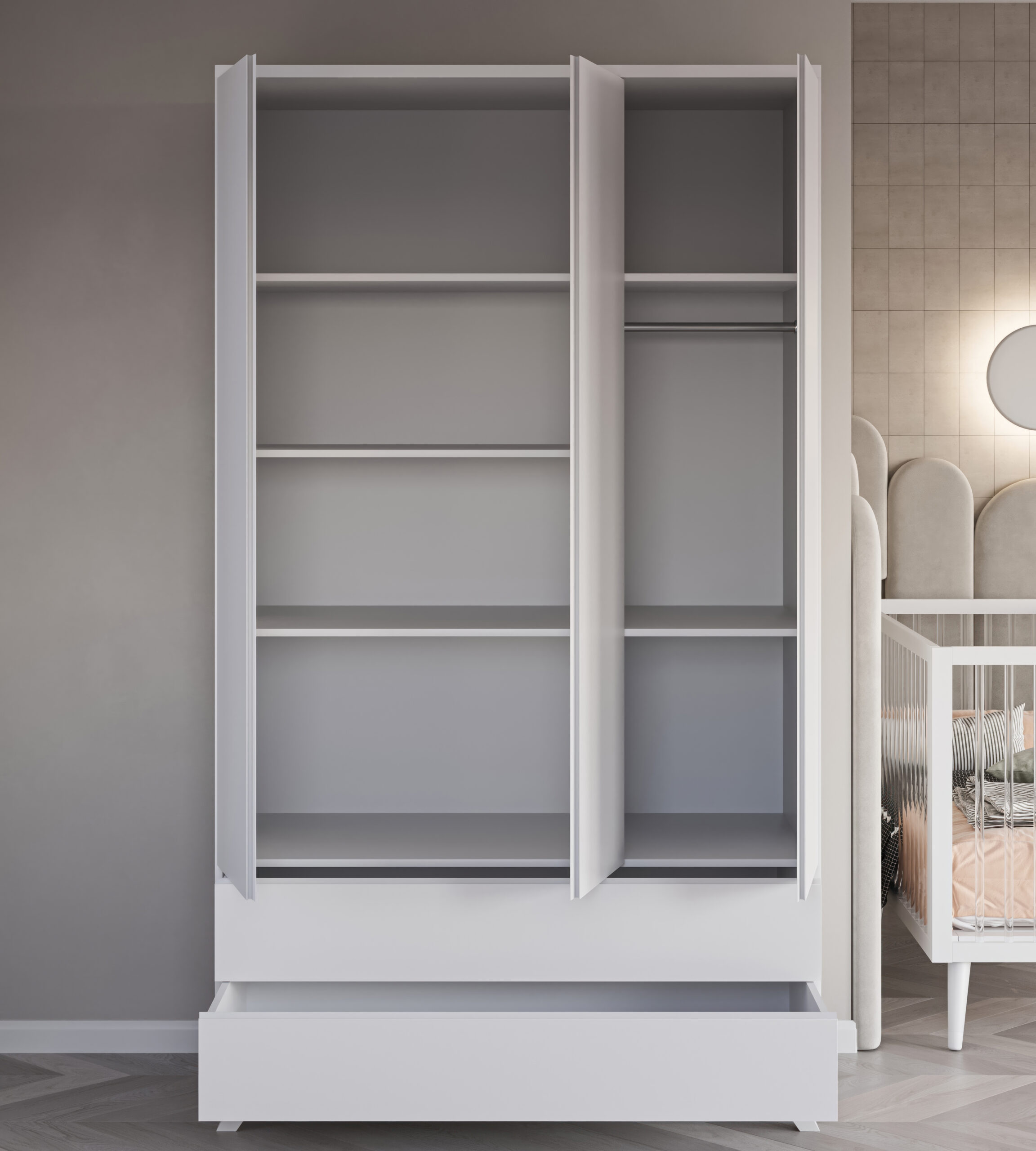 ארון לחדר שינה לתינוק ולילד בייג'ין טריקה שקטה ארון לחדר שינה לתינוק ולילד בייג'ין טריקה שקטה