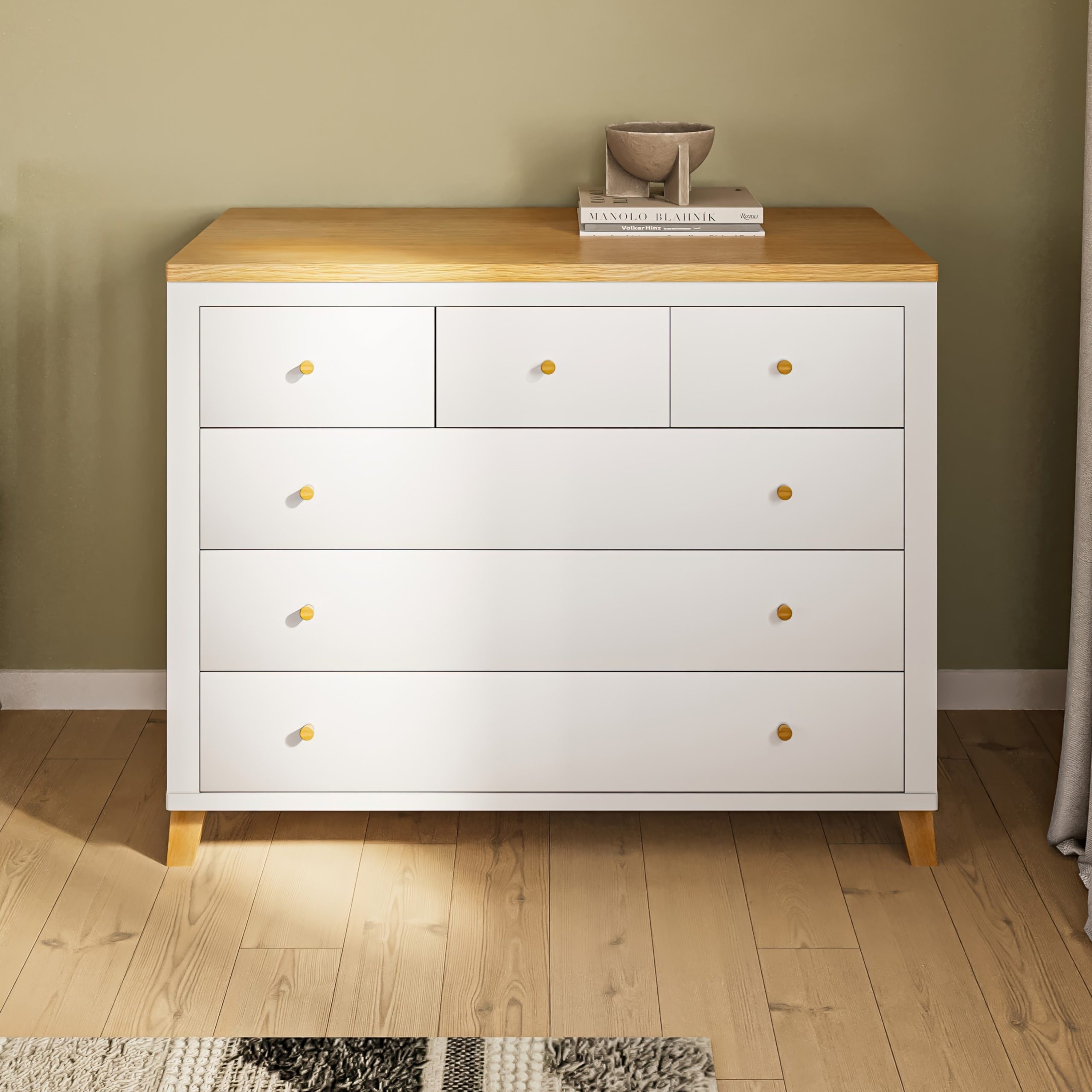 White acrylic nightstand - soft-close drawers שידה רקפת לבן אקרילי- מסילות טריקה שקטה