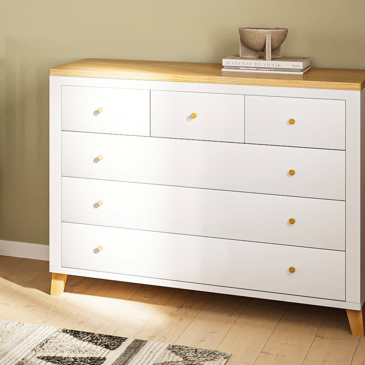 White acrylic nightstand - soft-close drawers שידה רקפת לבן אקרילי- מסילות טריקה שקטה