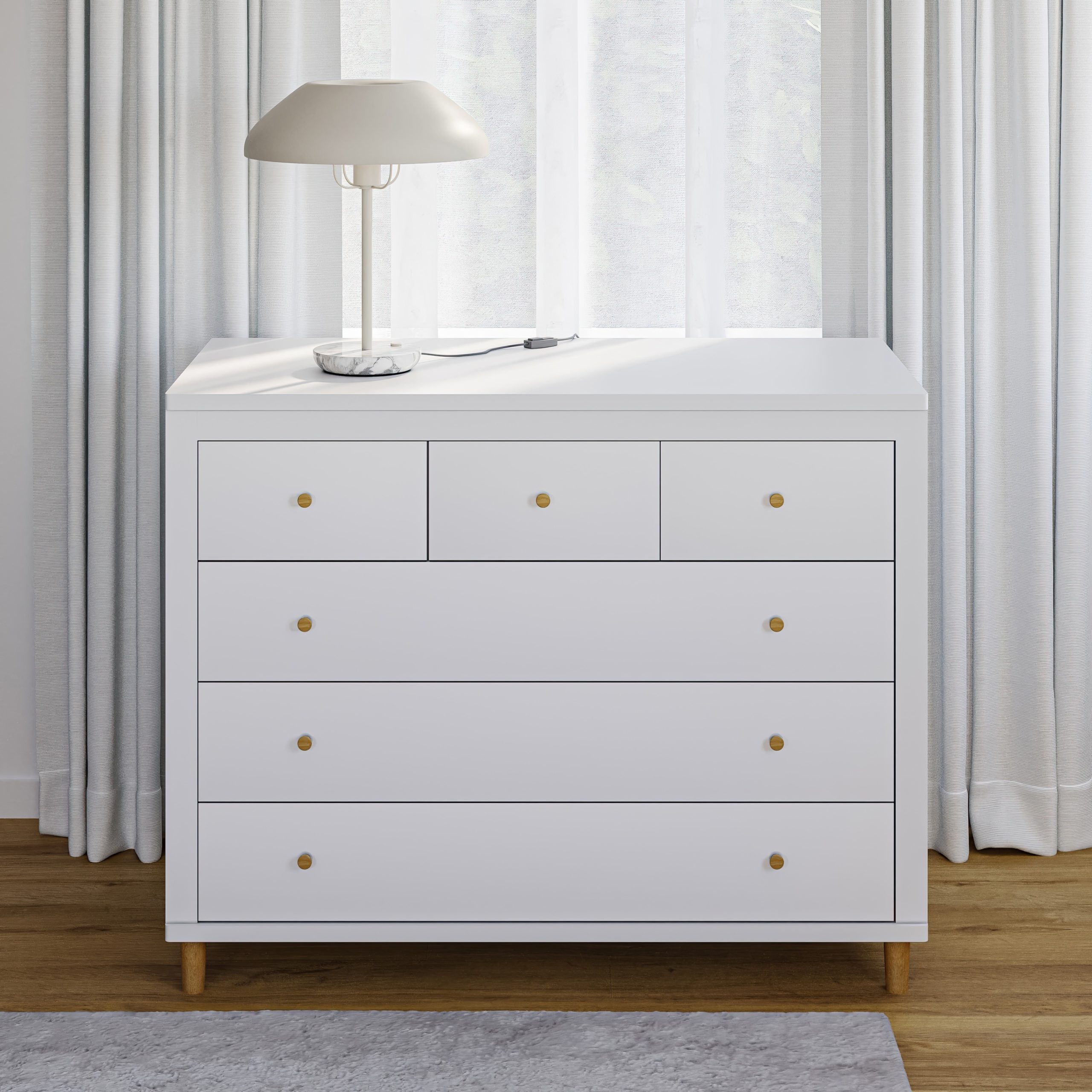 White acrylic nightstand - soft-close drawers שידה רקפת לבן אקרילי- מסילות טריקה שקטה