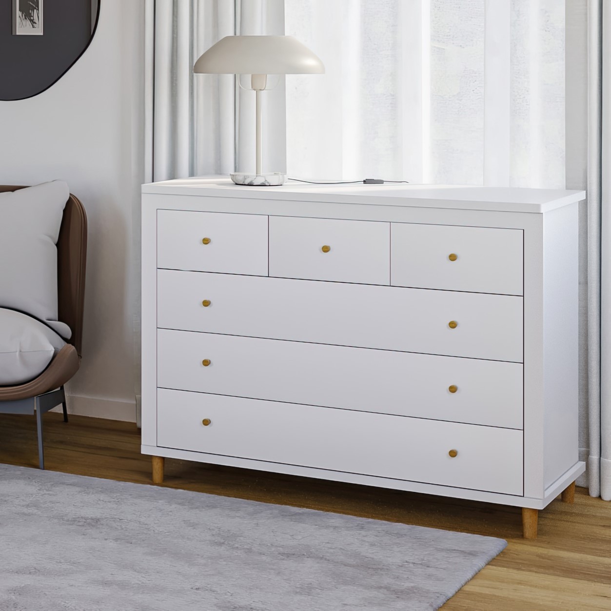 White acrylic nightstand - soft-close drawers שידה רקפת לבן אקרילי- מסילות טריקה שקטה