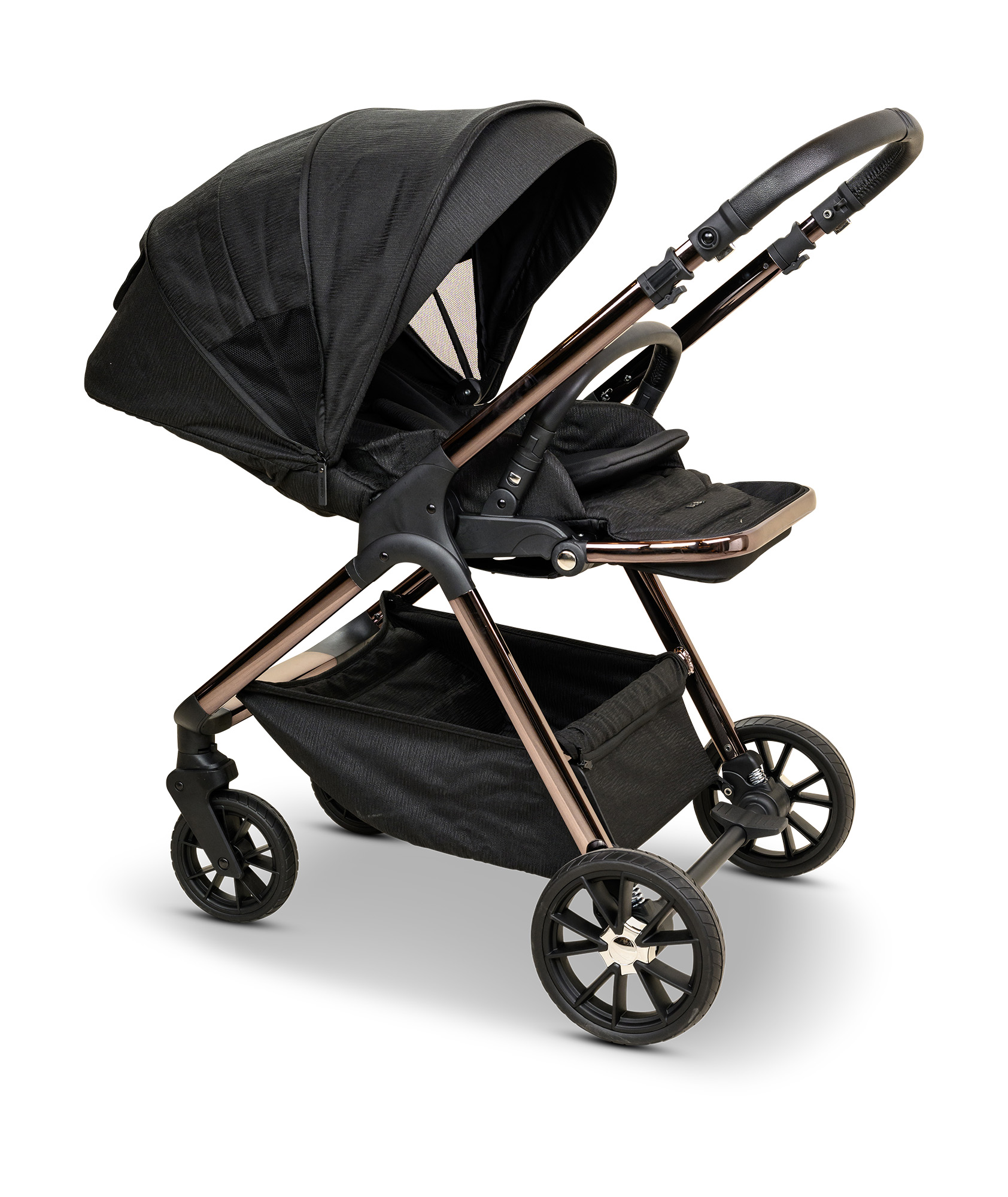 BÉBÉ - BRO Black Rose Gold Combination Baby Stroller עגלת תינוק משולבת BÉBÉ - BRO שחור רוז גולד