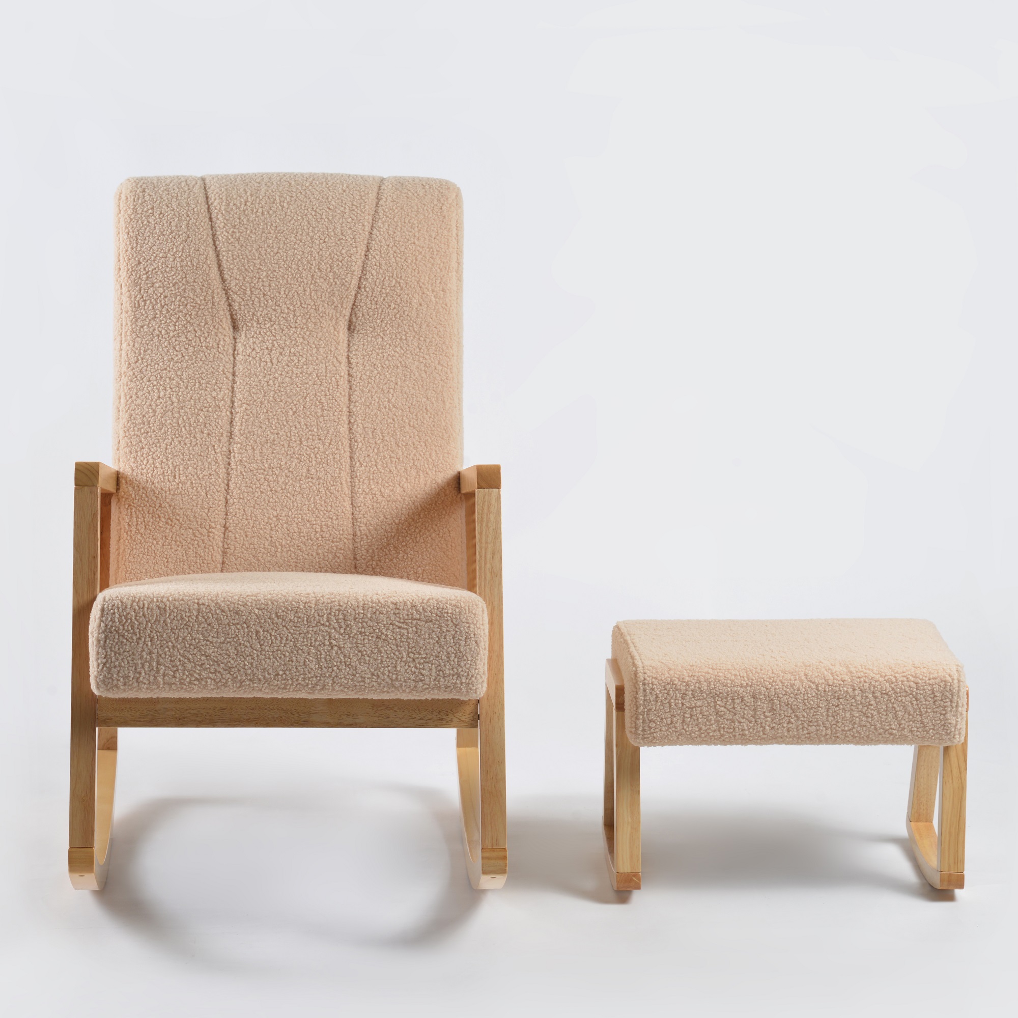 כורסת הנקה נדנדה ראטן בוקלה צבע חול כולל הדום