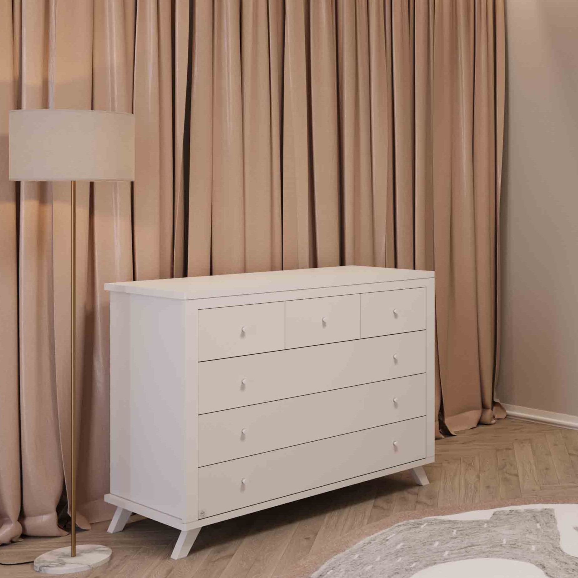 White acrylic nightstand - soft-close drawers שידה רקפת לבן אקרילי- מסילות טריקה שקטה