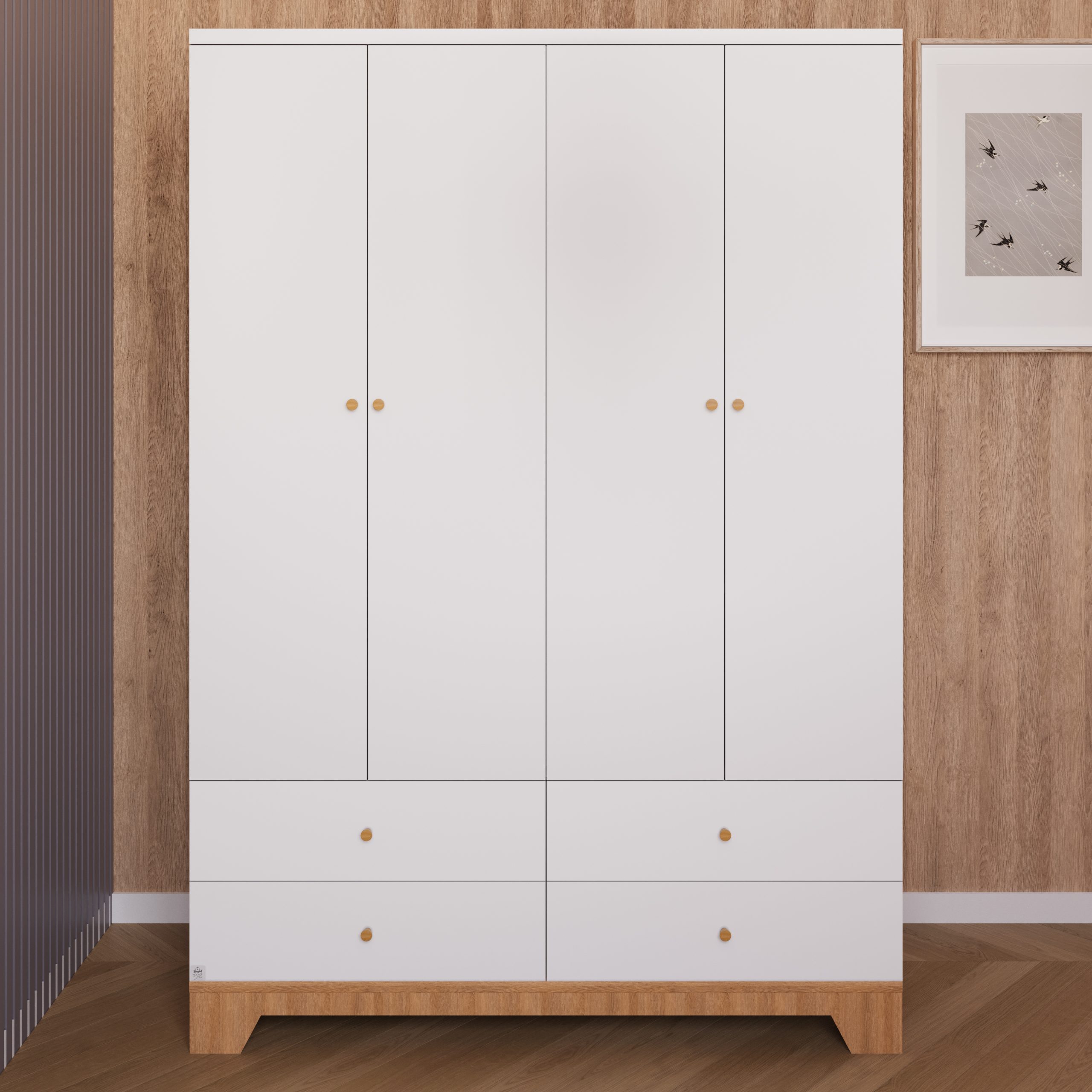 ארון לחדר שינה לתינוק ולילד נגב לבן עץ בוק - טריקה שקטה