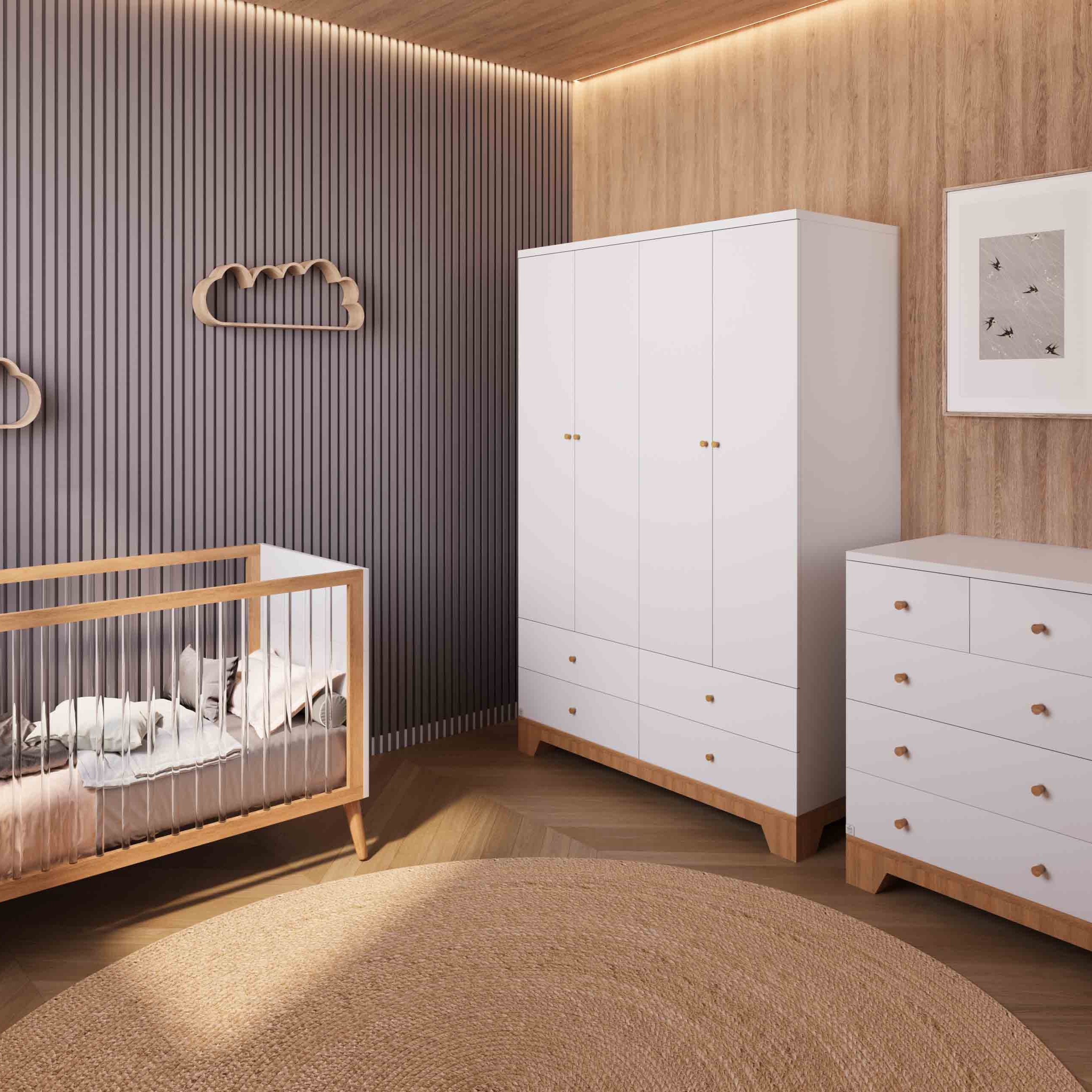 ארון לחדר שינה לתינוק ולילד נגב לבן עץ בוק - טריקה שקטה ארון לחדר שינה לתינוק ולילד נגב לבן עץ בוק - טריקה שקטה