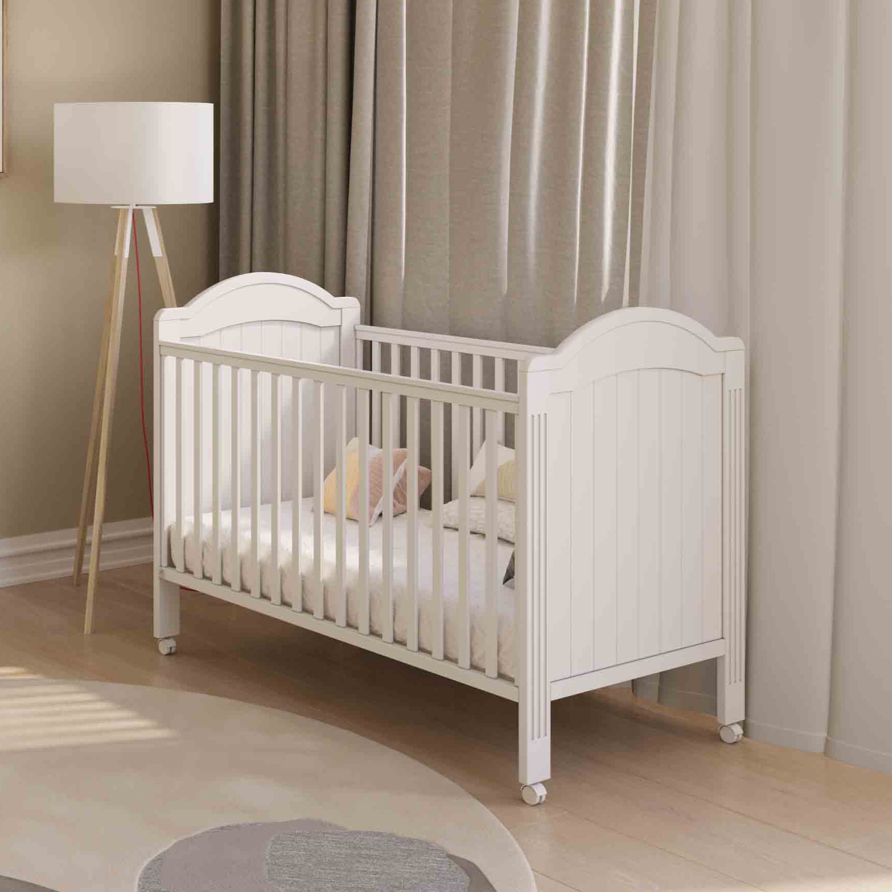 מיטת תינוק תמר לבן טבעי- כולל מעקה מעבר