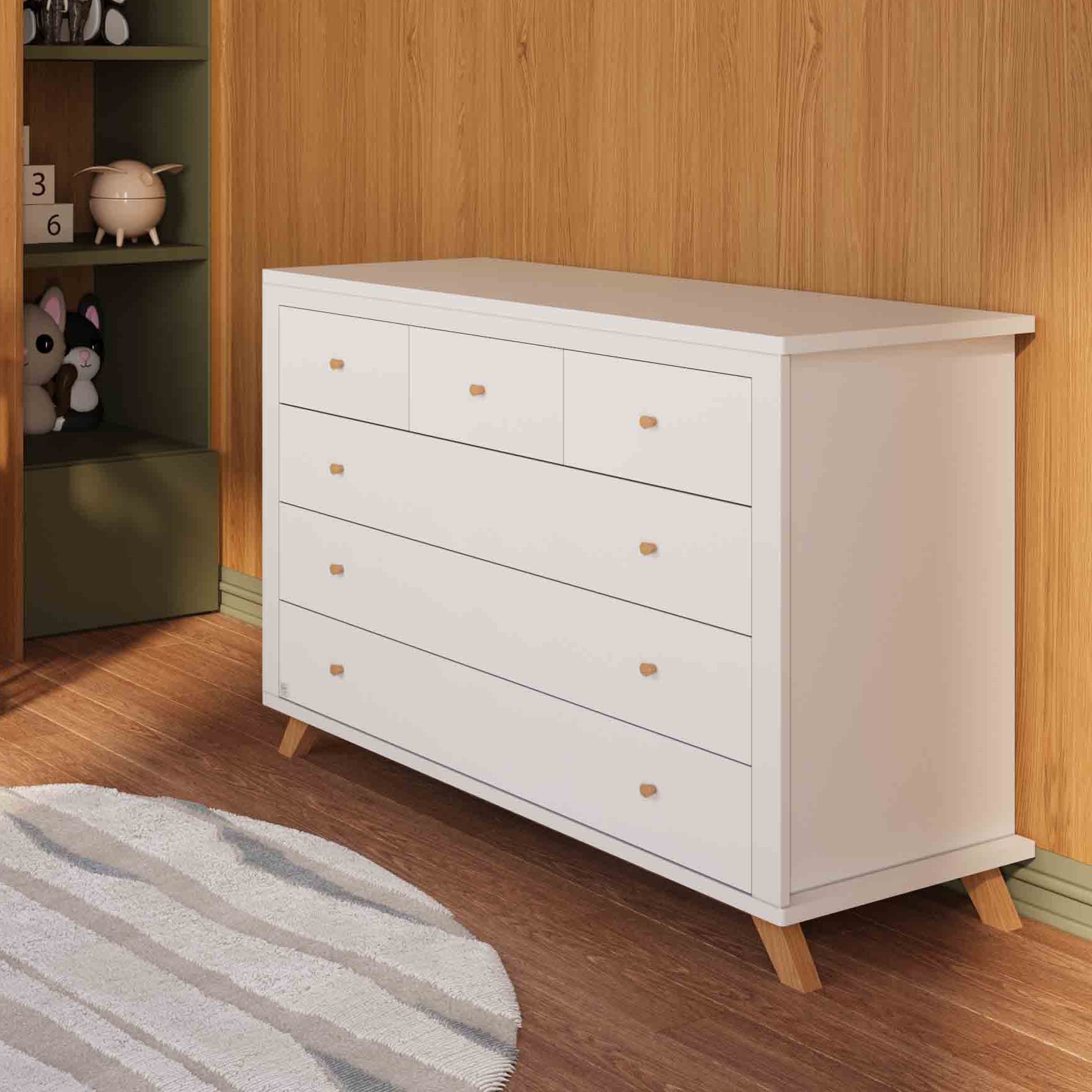 White acrylic nightstand - soft-close drawers שידה רקפת לבן אקרילי- מסילות טריקה שקטה