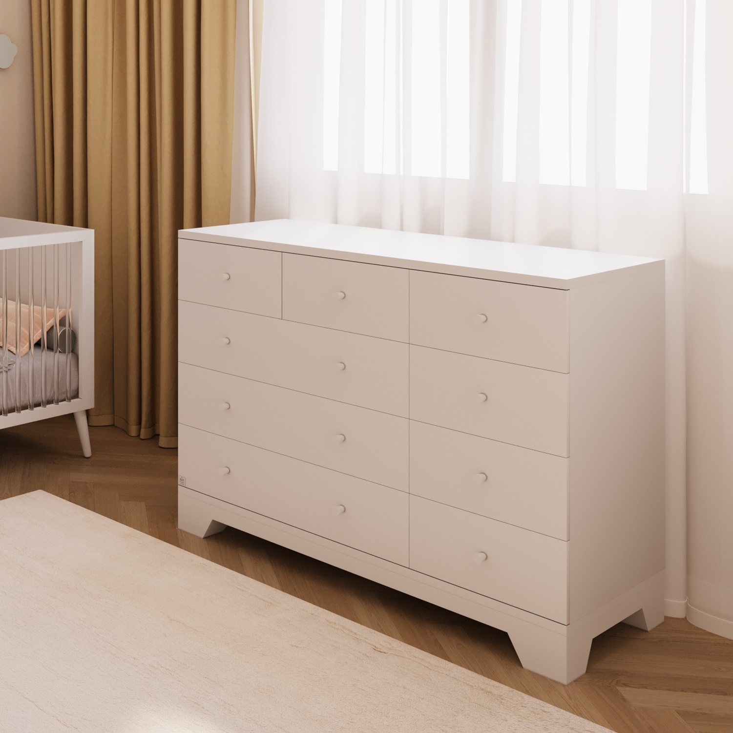 Natural white Negev chest of drawers - soft-close slides שידה נגב לבן טבעי - מסילות טריקה שקטה