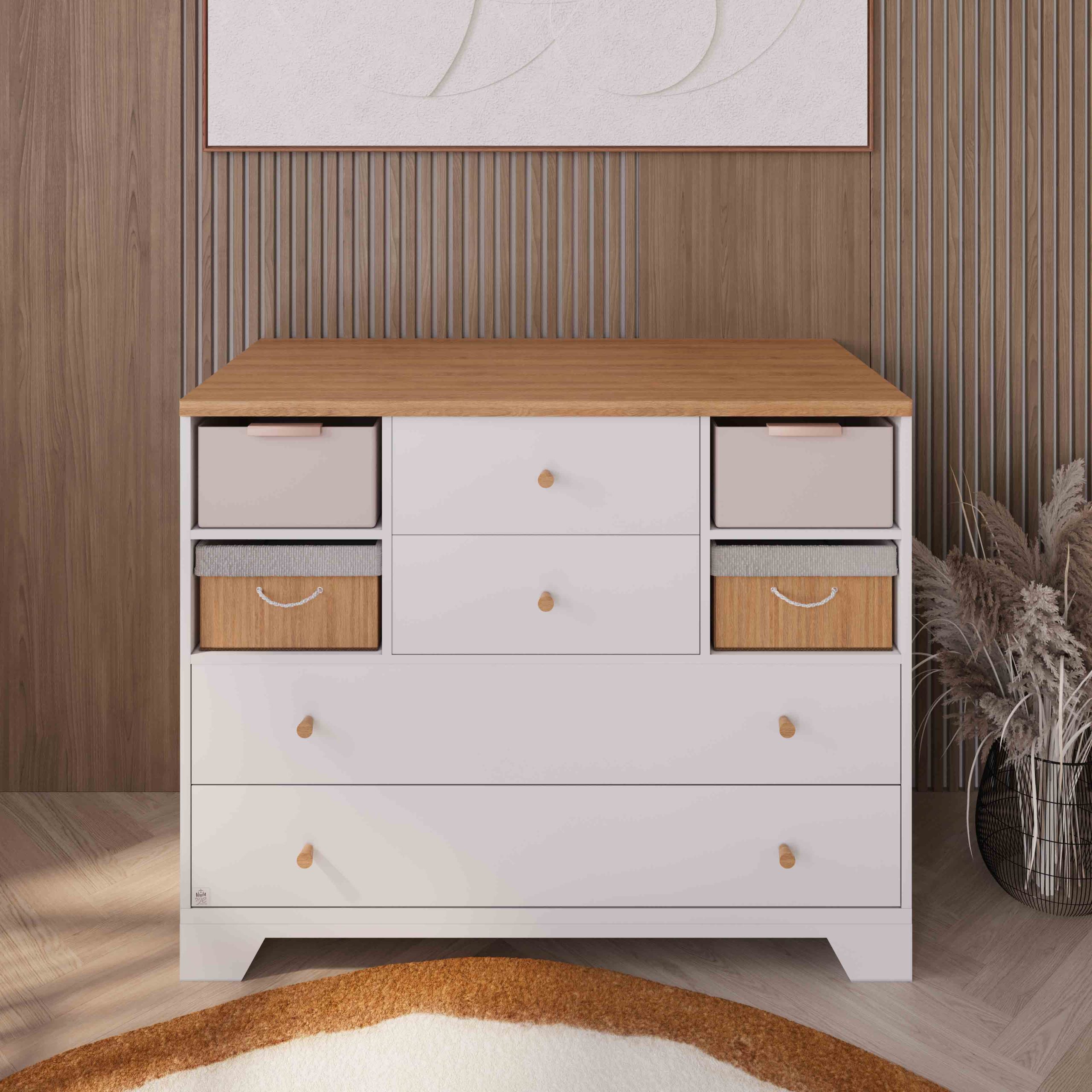 White Santorini chest of drawers - soft-close runners שידה סנטוריני לבן - מסילות טריקה שקטה