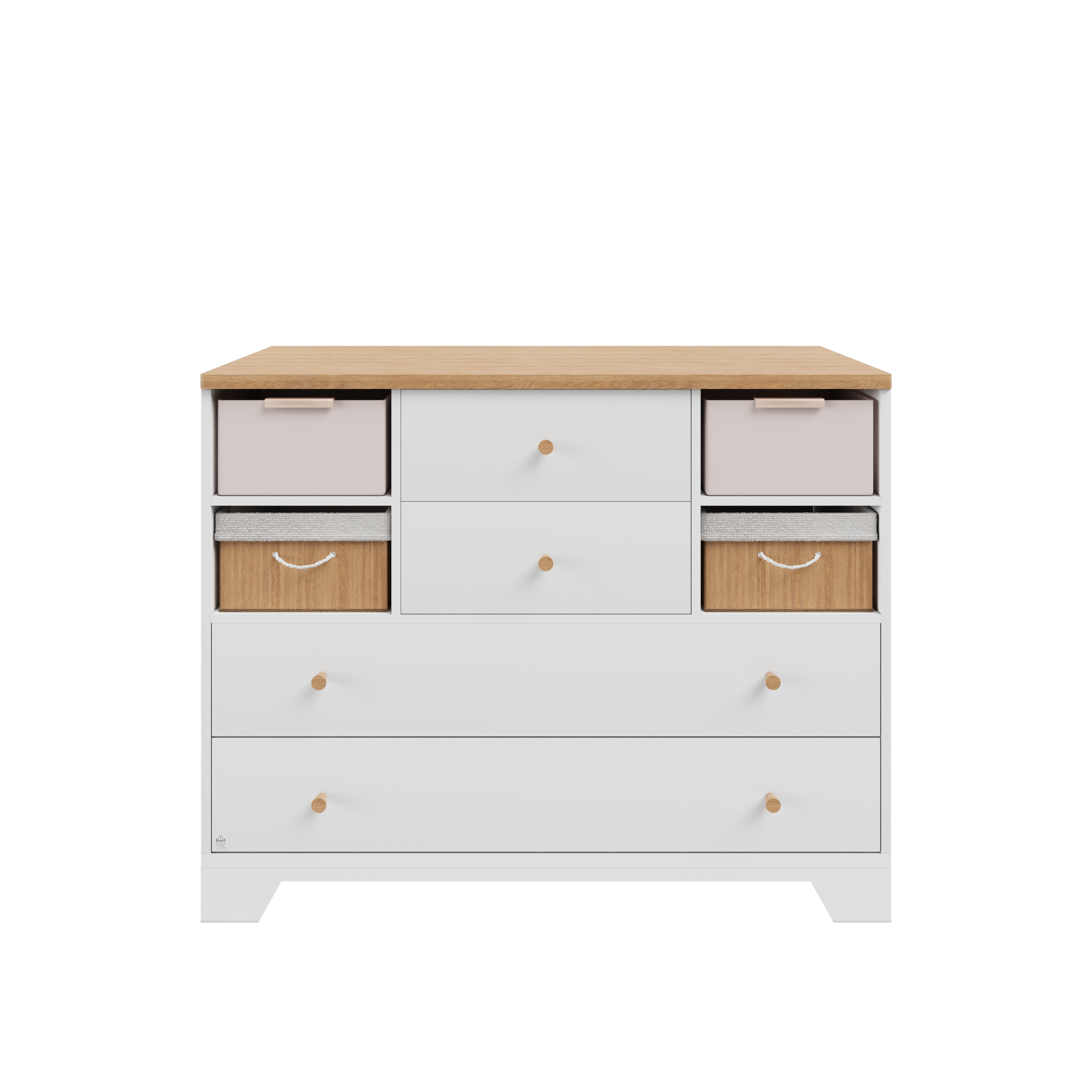 White Santorini chest of drawers - soft-close runners שידה סנטוריני לבן - מסילות טריקה שקטה
