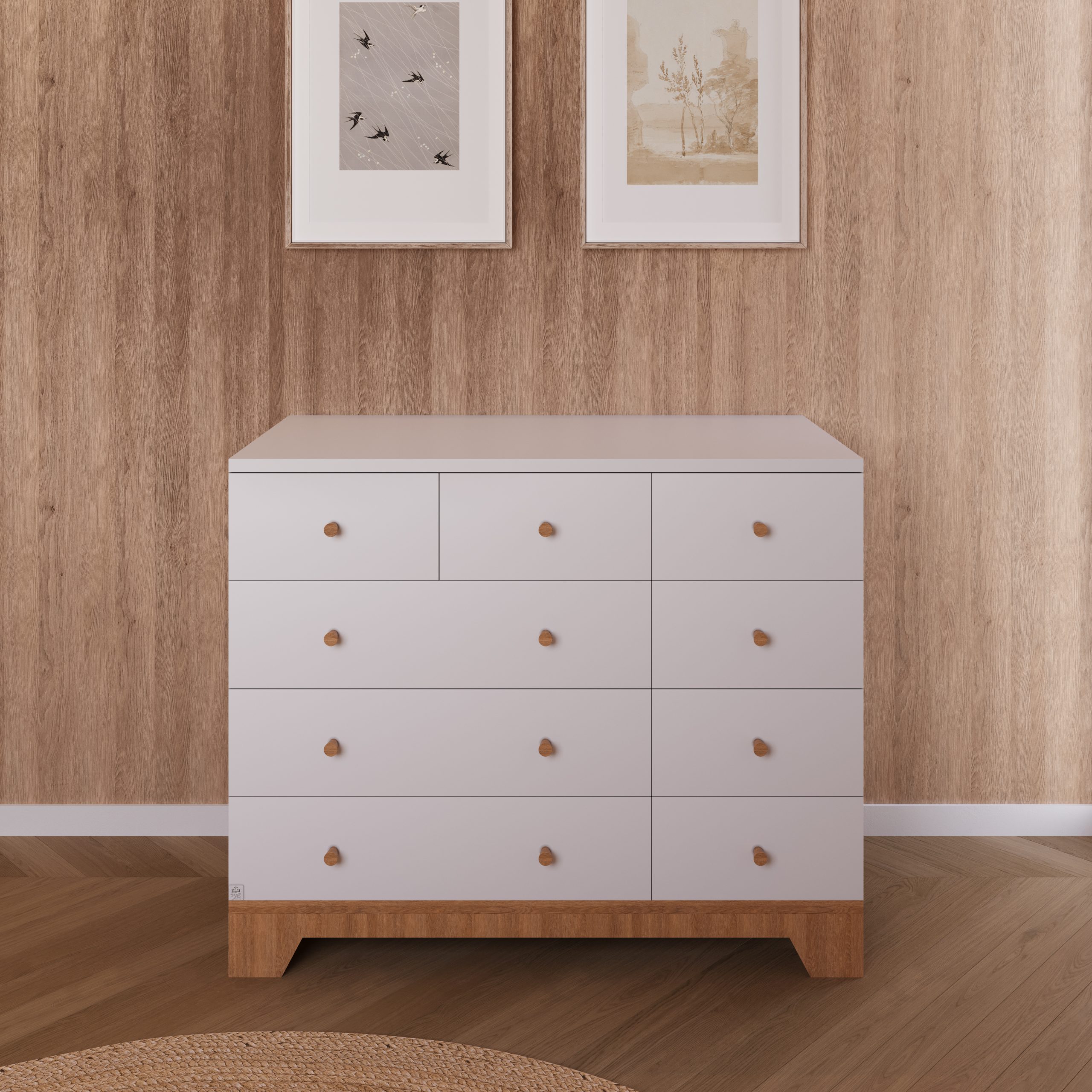 Natural white Negev chest of drawers - soft-close slides שידה נגב לבן טבעי - מסילות טריקה שקטה